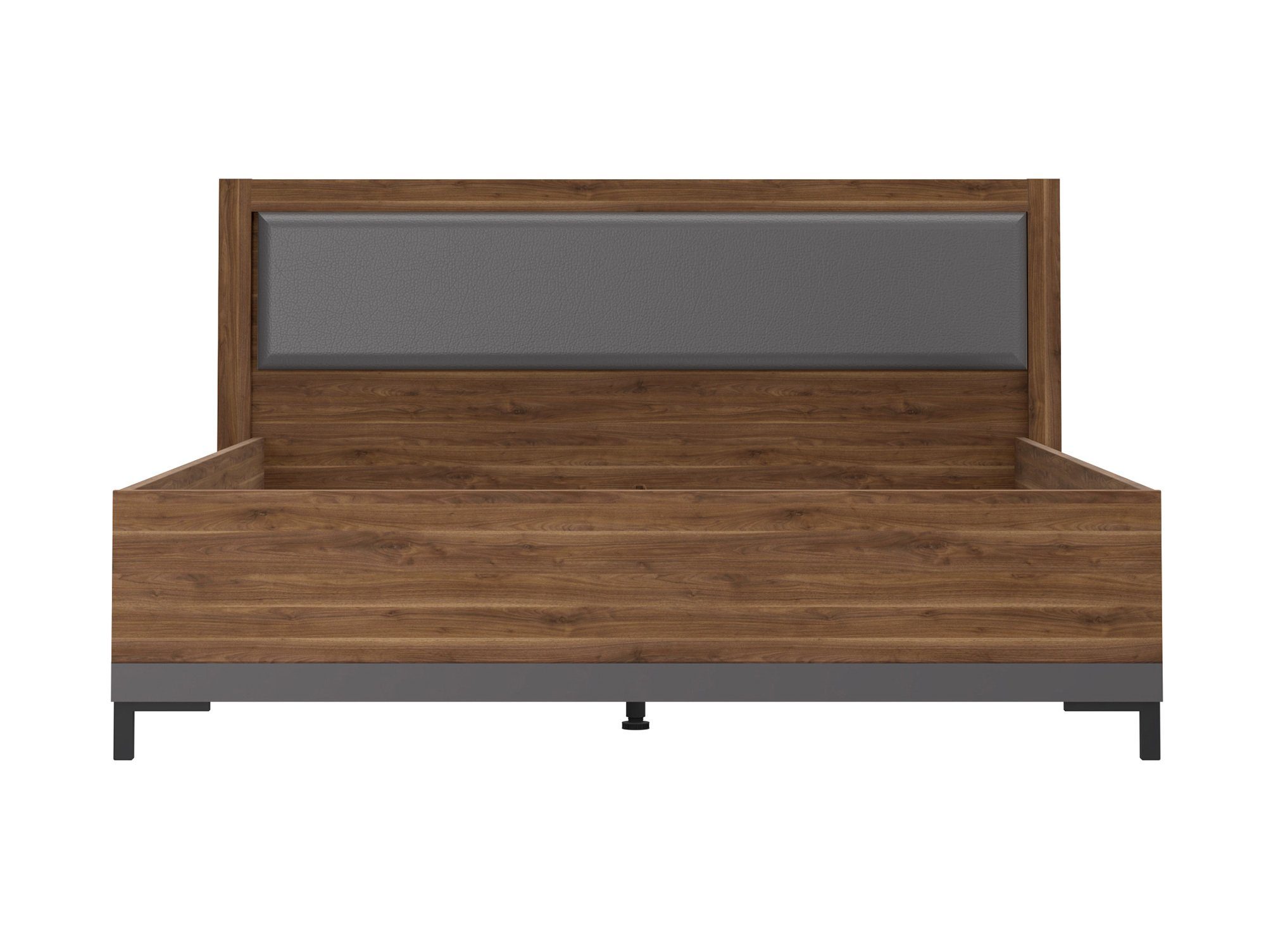 Moebel-Eins Futonbett, QUERRY Doppelbett, Material Dekorspanplatte, walnussfarbig/grau