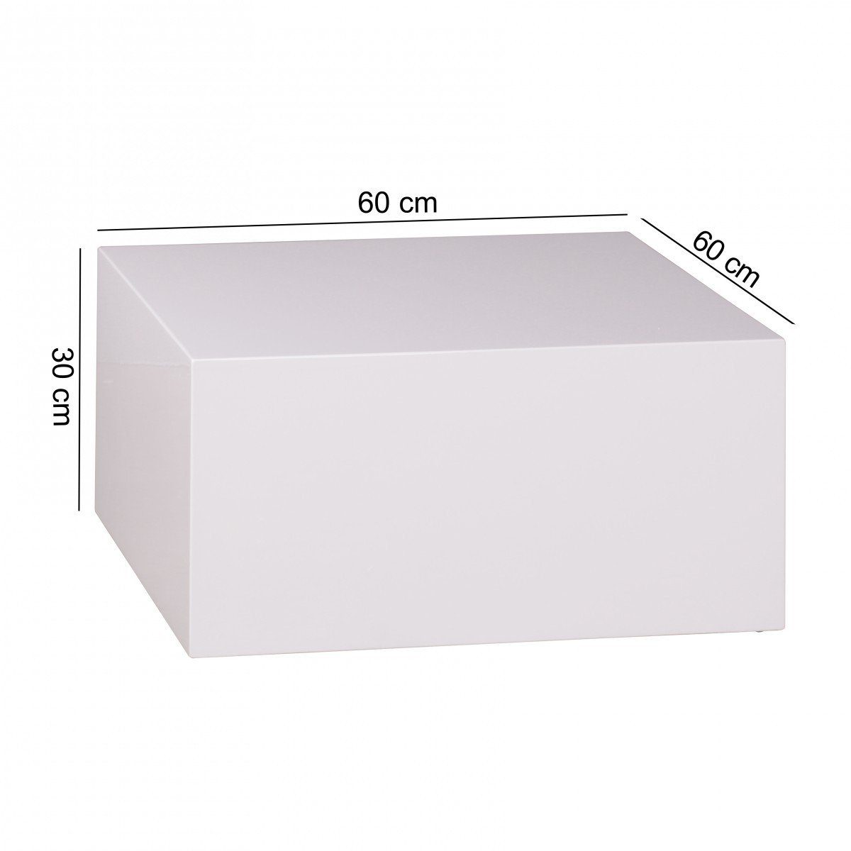 FINEBUY Couchtisch FB42990 MONOBLOC Holztisch Weiß 60 cm Wohnzimmertisch Sofatisch (MONOBLOC 60x60x30 cm Hochglanz MDF Weiß Lackiert), Kleiner Wohnzimmertisch, Sofatisch Quadratisch