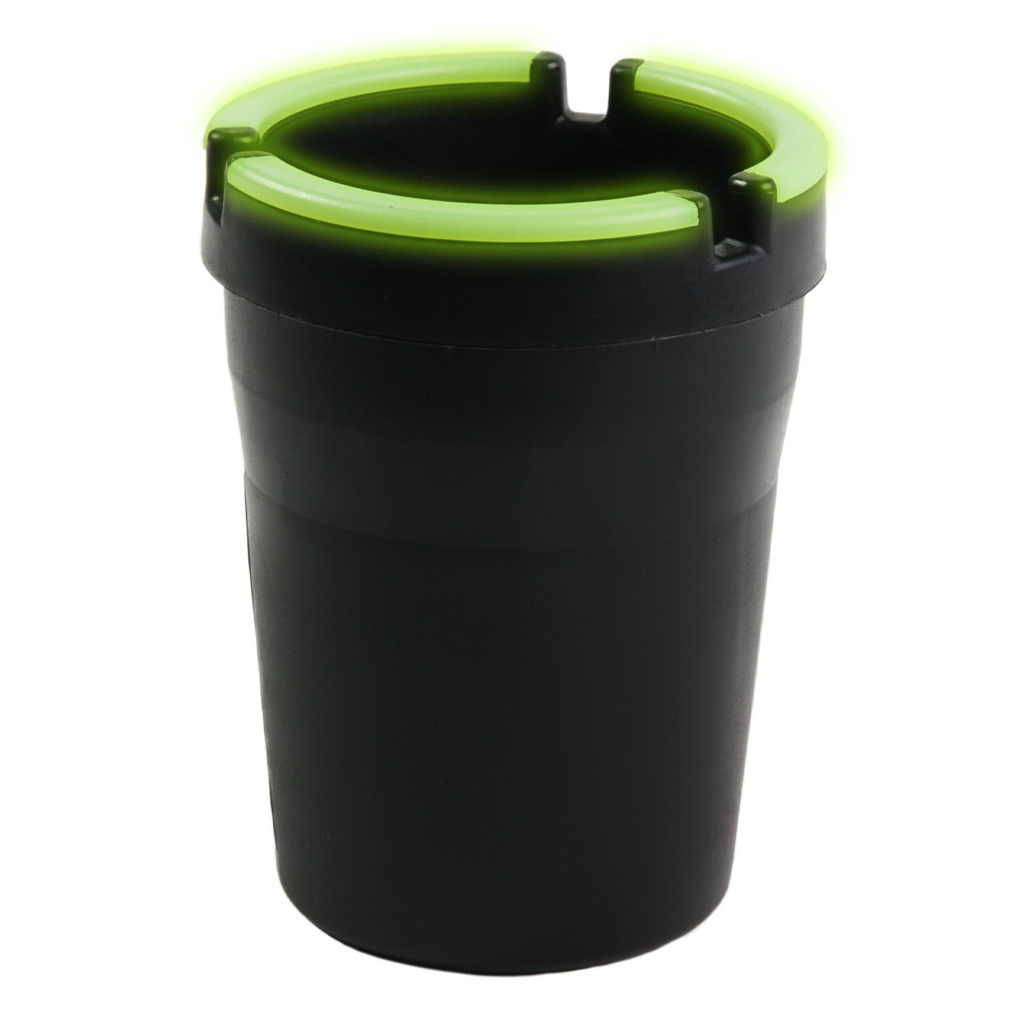 Cartrend Gepäck-Halterung Auto Aschenbecher Getränkehalter leuchtend, (Wind-Aschenbecher mit Deckel, mit Leuchtrand, für Getränke-Halterung)