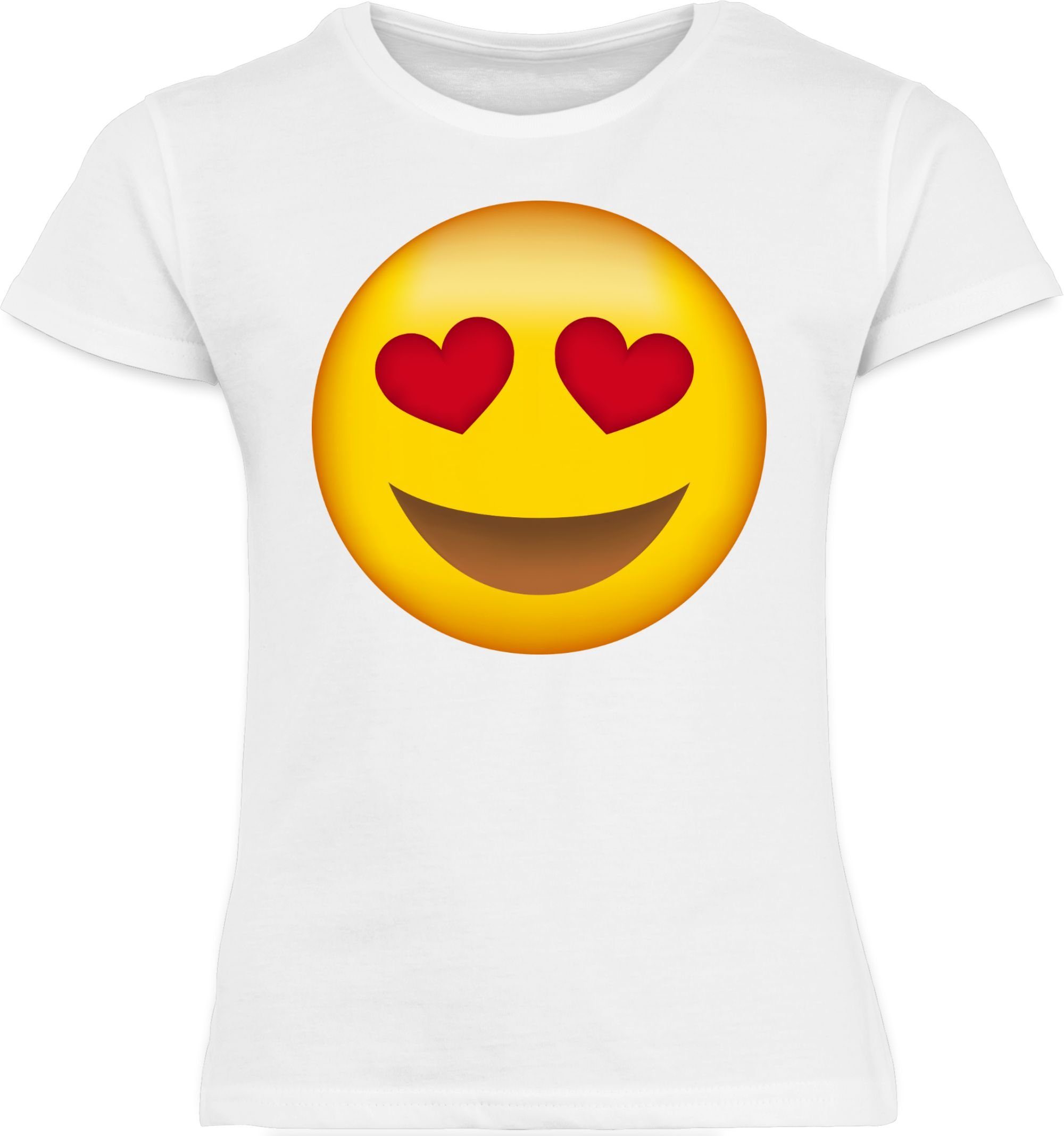 Kinder Kids (Gr. 92 -146) Shirtracer T-Shirt Verliebter Emoticon - Kinderkleidung und Co - Mädchen Kinder T-Shirt für zu Hause u
