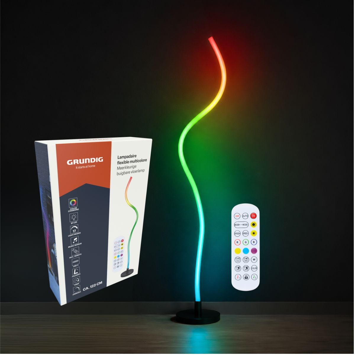Grundig Stehlampe Grundig Biegsame RGB Stehlampe - Stehlampe Wohnzimmer