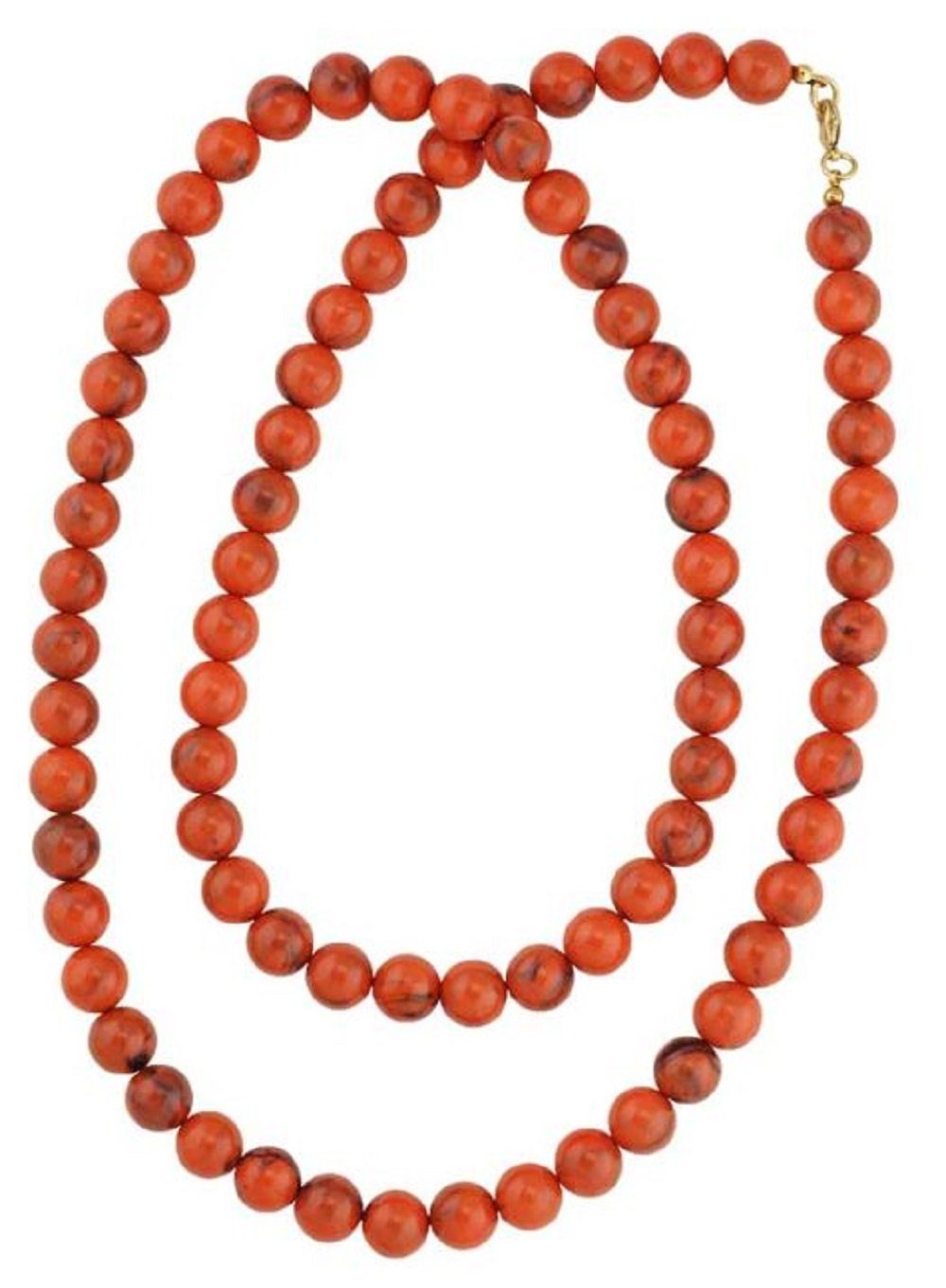 Collier Kette mit Kunststoffperlen orange-schwarz-marmoriert 80 cm