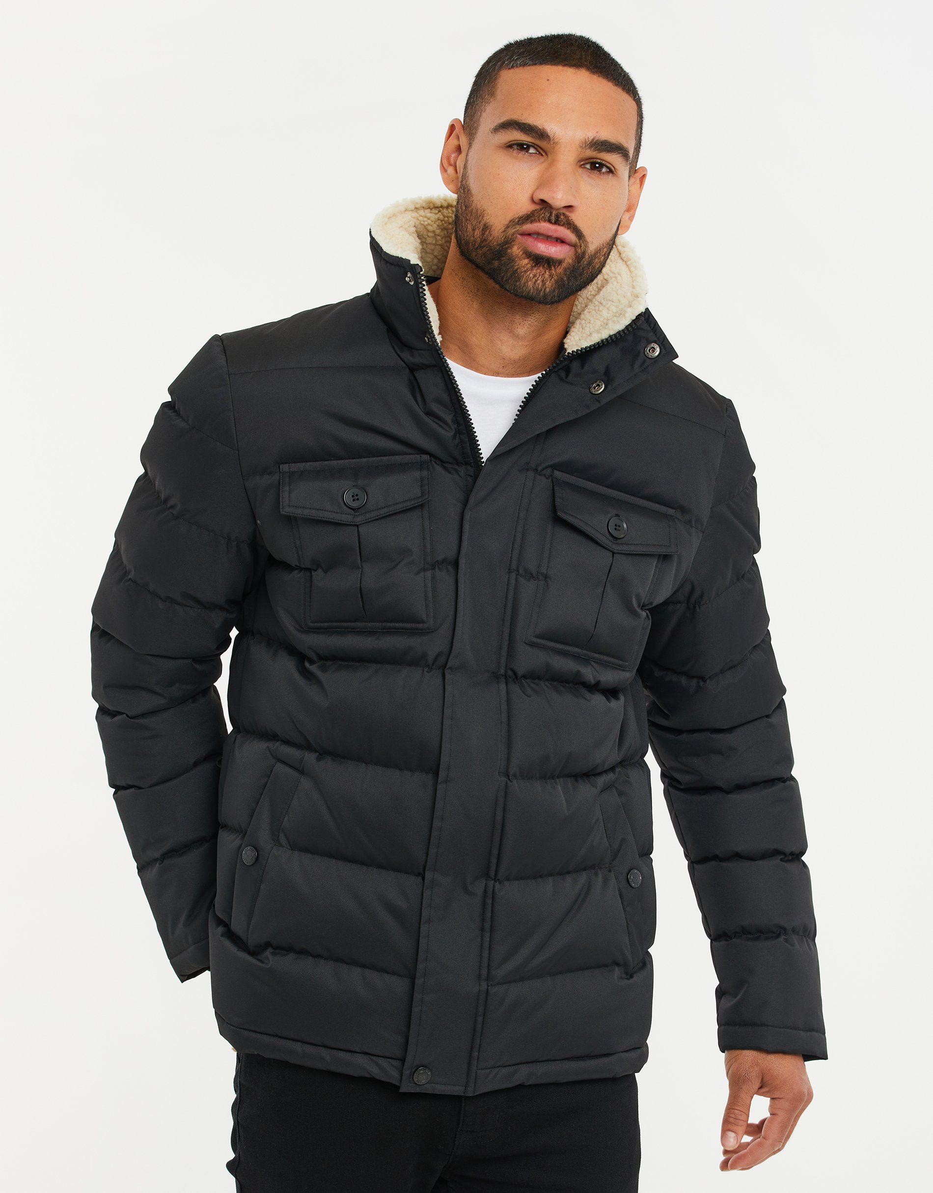 Threadbare Winterjacke THB Jacket Ellen Global Recycled Standard (GRS) zertifiziert Black- schwarz