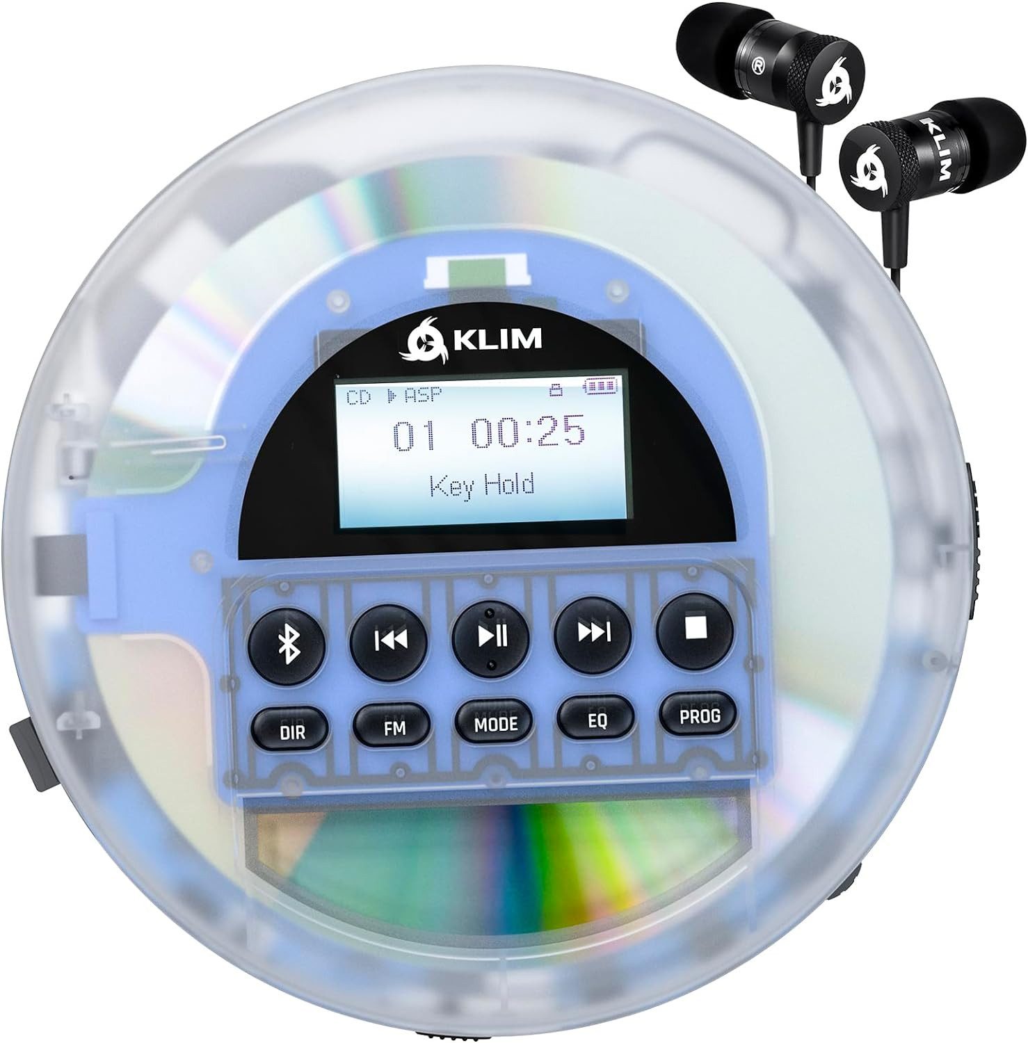 KLIM Nomad tragbarer CD плееры (Bluetooth, tragbarer Discman mit Наушники, Ideal für Autos, MP3)