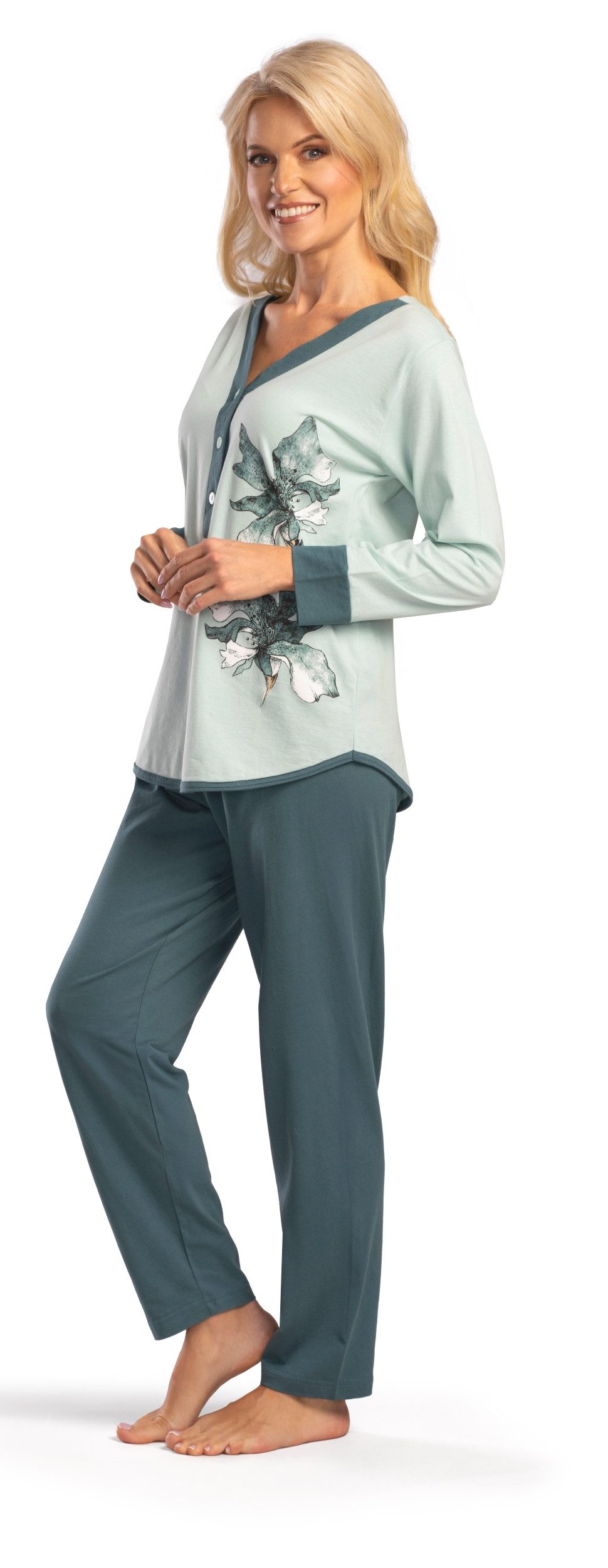 Consult-Tex Pyjama Damen Langarm Pjama, Schlafanzug mit Knopfleiste (Packun günstig online kaufen