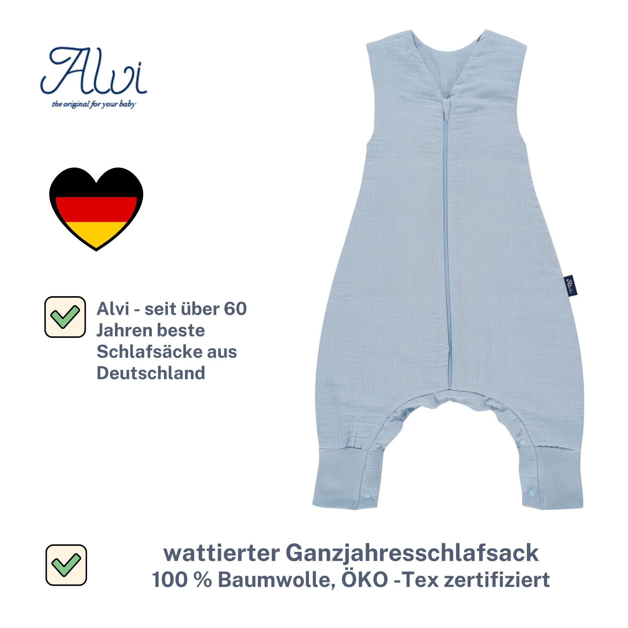 Alvi® Babyschlafsack 4-Season Mull Sleep-Overall Schlafsack mit Füßen günstig online kaufen
