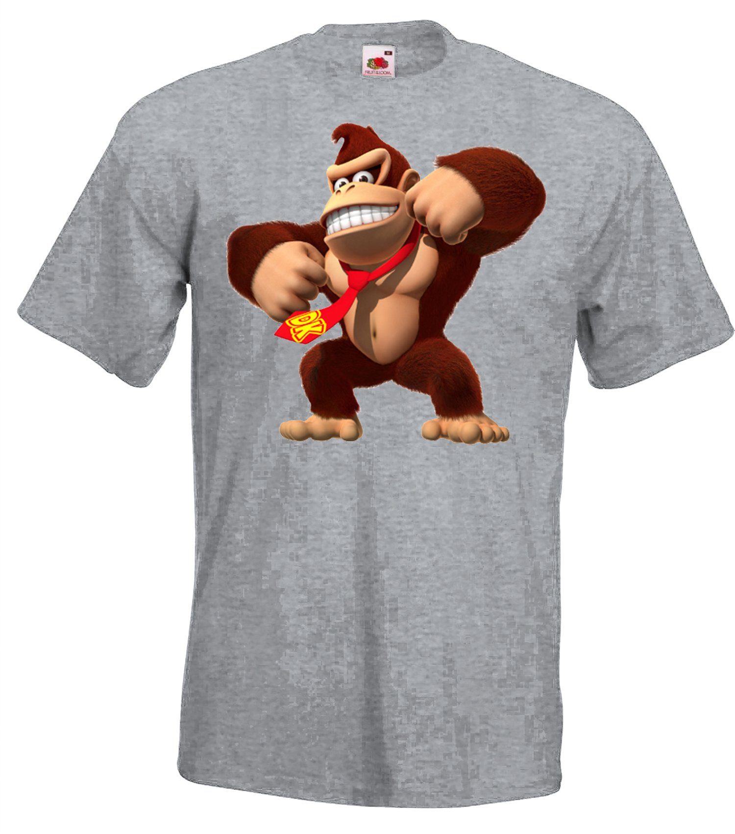 Youth T-Shirt Herren trendigem T-Shirt Donkey Mit Kong Designz Grau Frontprint