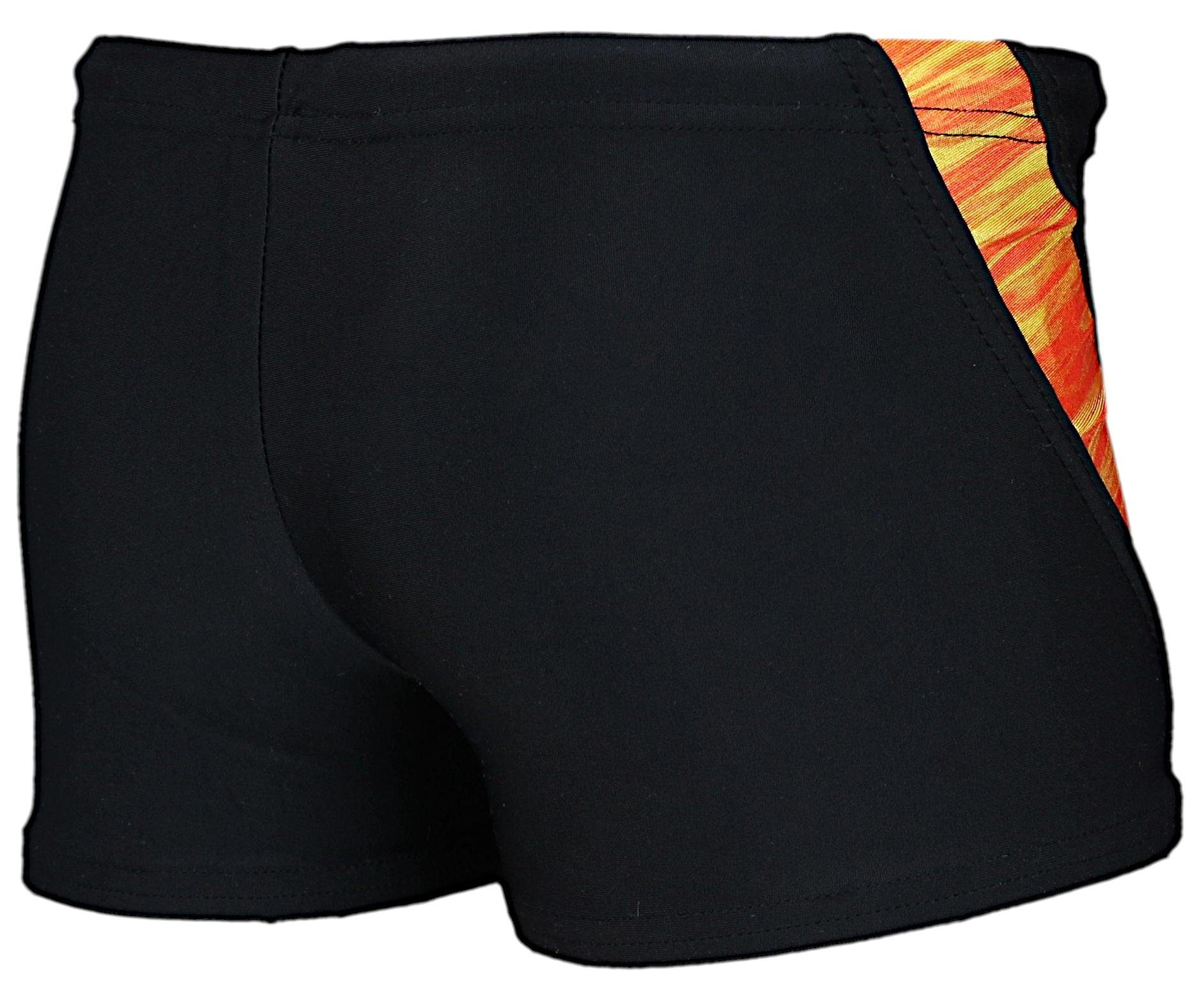 Schwarz Aquarti Kontrastfarbige Schwimmhose / Orange Aquarti Einsätze Jungen Badehose