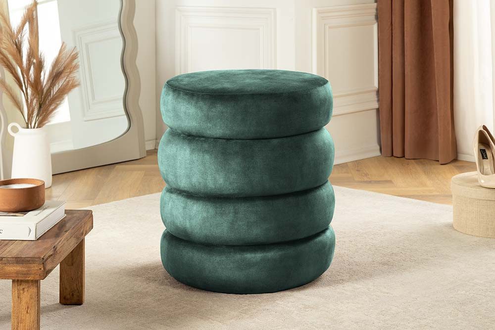 riess-ambiente Polsterhocker VOGUE 40cm grün - Samt, mit Stauraum, gepolstert, rund, retro (Einzelartikel, 1 St), Eleganter Sitzhocker - ideal f. Ankleide, Flur – Bild 5 von 5