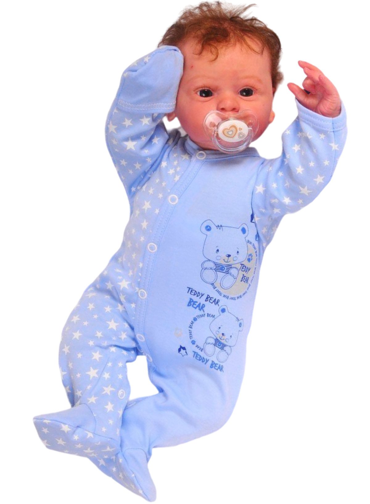 Strampler Baby Schlafanzug Overall in Blau mit Sternchen