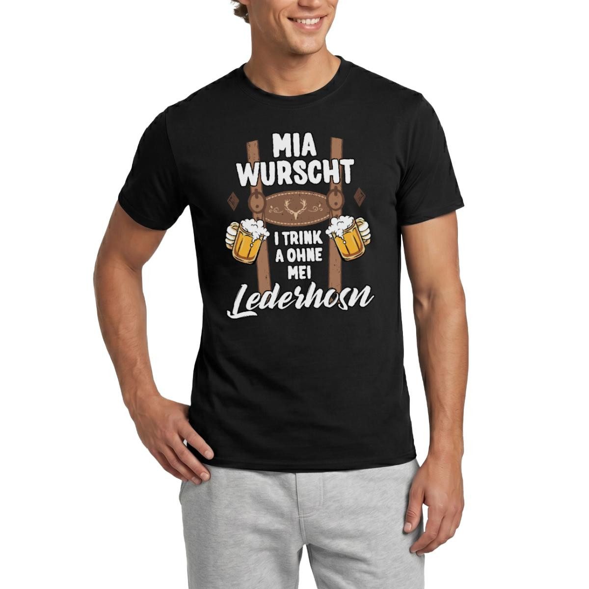 Spreadshirt T-Shirt Oktoberfest Bayern Humor, Ich Trink Auch Ohne Lederhose Männer T-Shir (1-tlg)