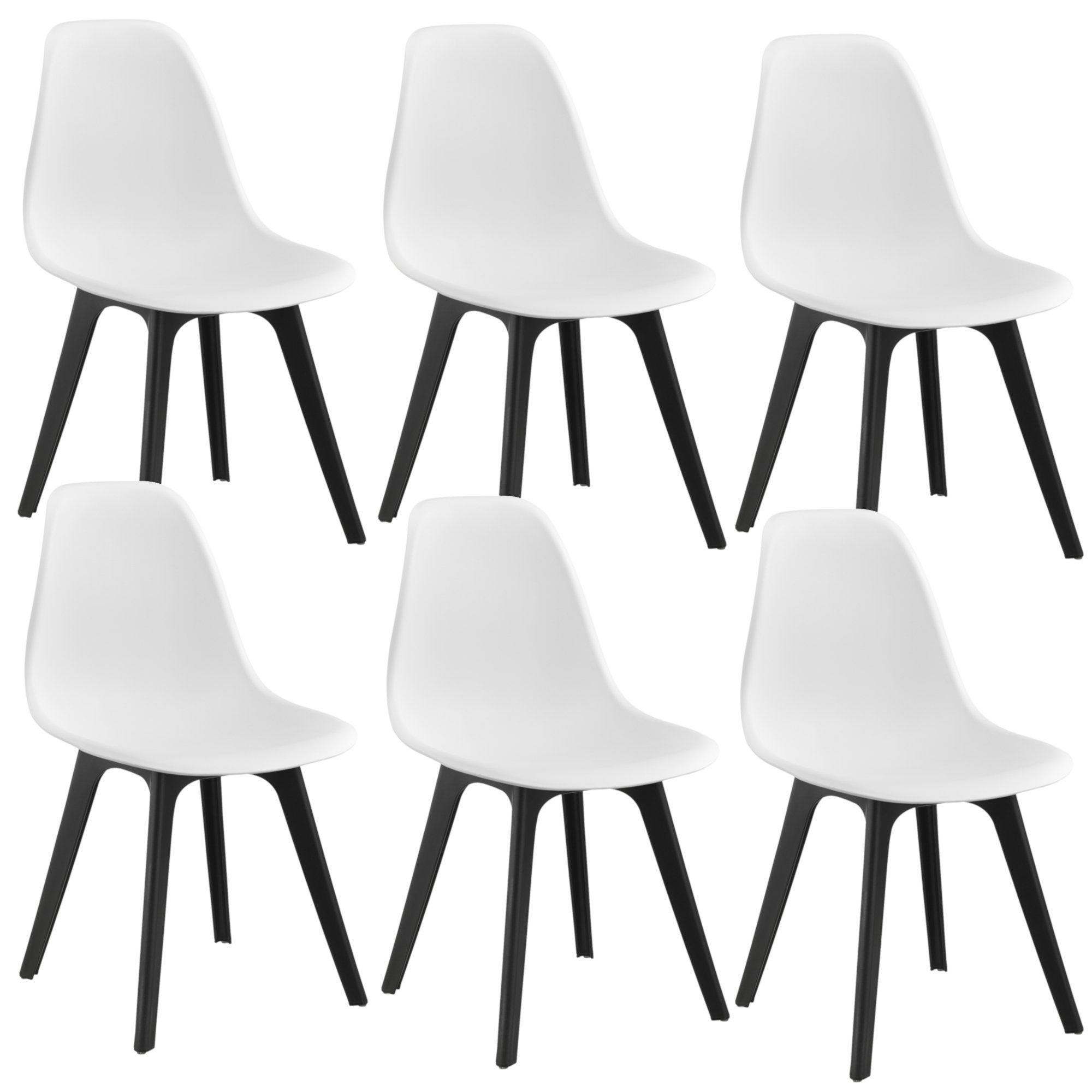 en.casa Esszimmerstuhl, »Brevik« 6-er Set Küchenstuhl in verschiedenen Farben weiß | schwarz | Stühle