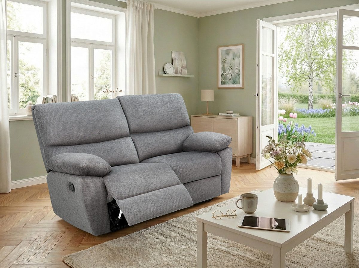 Home affaire 2-Sitzer LANNOY, mit manueller o. elektrischer Relaxfunktion in beiden Sitzen., Elektrische Variante mit USB A/C. Federkern, Webstoff