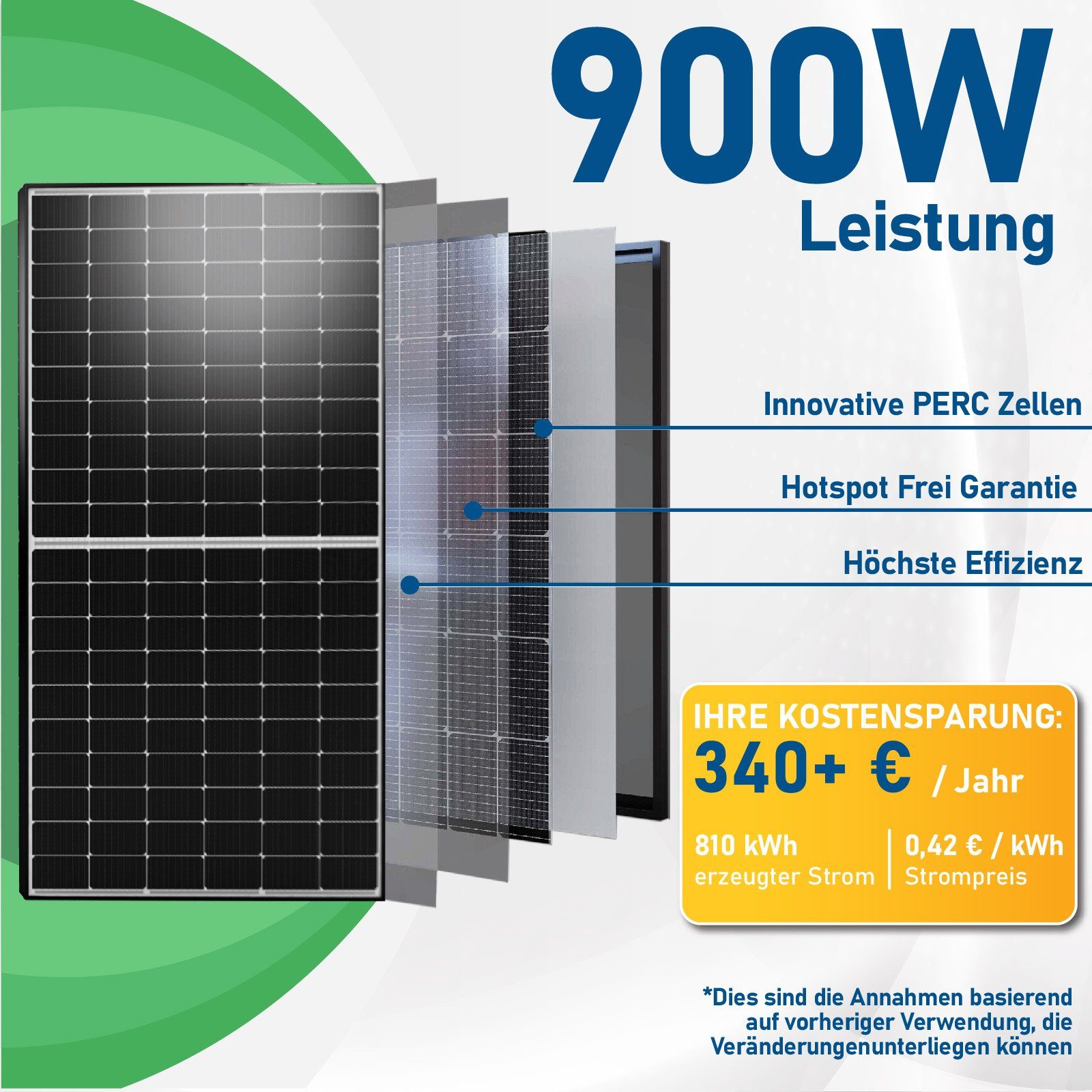 Wechselrichter mit Balkonkraftwerk 800W 900W Schuckostecker und Komplettset Campergold NEP WIFI Solarmodule, Solaranlage 450W 10m