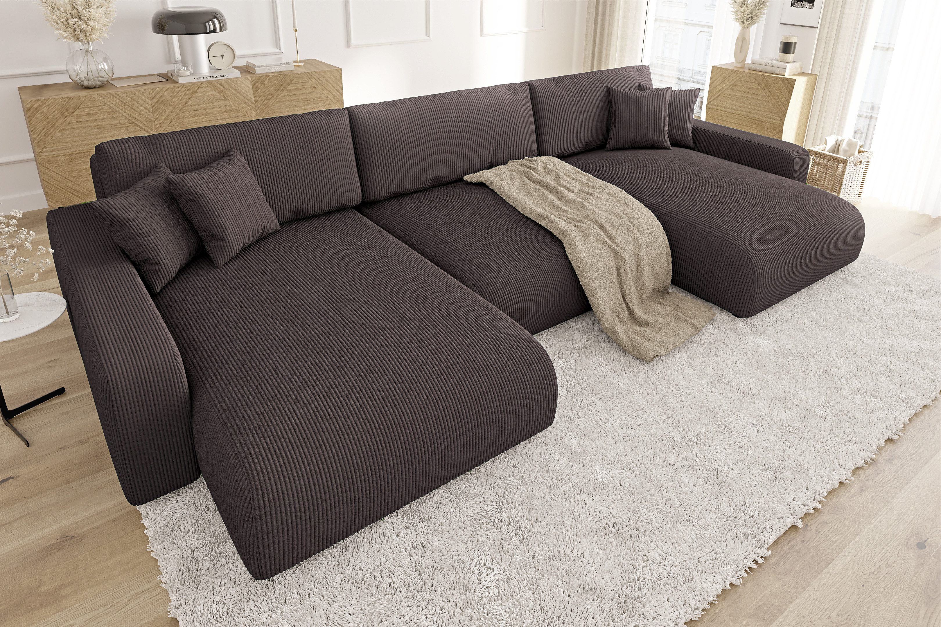 S-Style Möbel Wohnlandschaft Emma mit Schlaffunktion günstig online kaufen