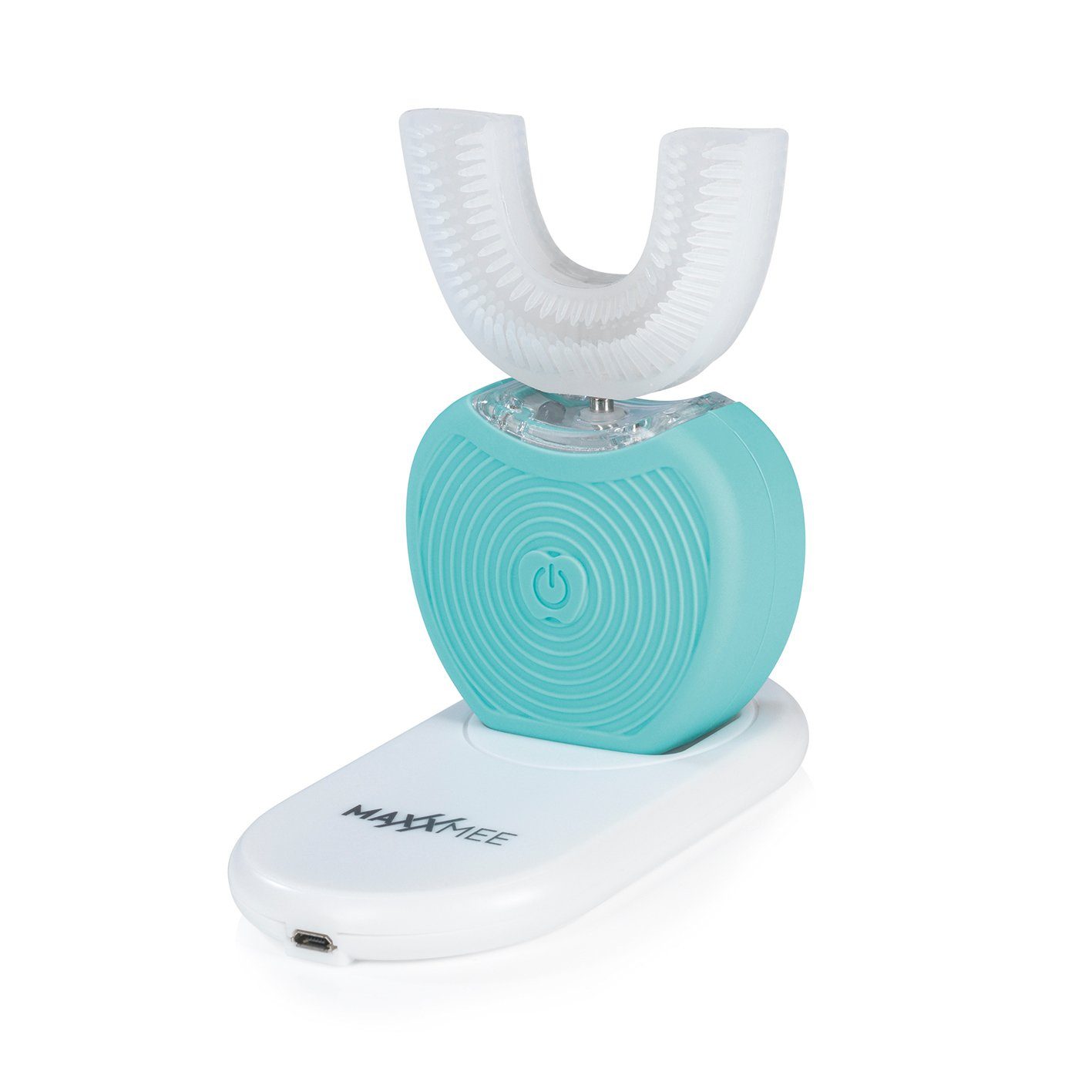 MAXXMEE Schallzahnbürste, 360 Grad Borsten mit Vibrationsfunktion  weiß/türkis, Sanfte Vibrationsmassage und -pflege des Zahnfleischs