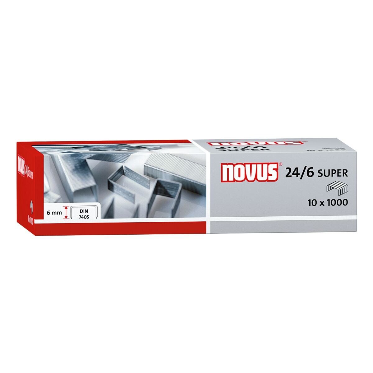 NOVUS Heftklammer 24/6 Super, 10.000 Stück/Pack, Heftleistung 30 Blatt