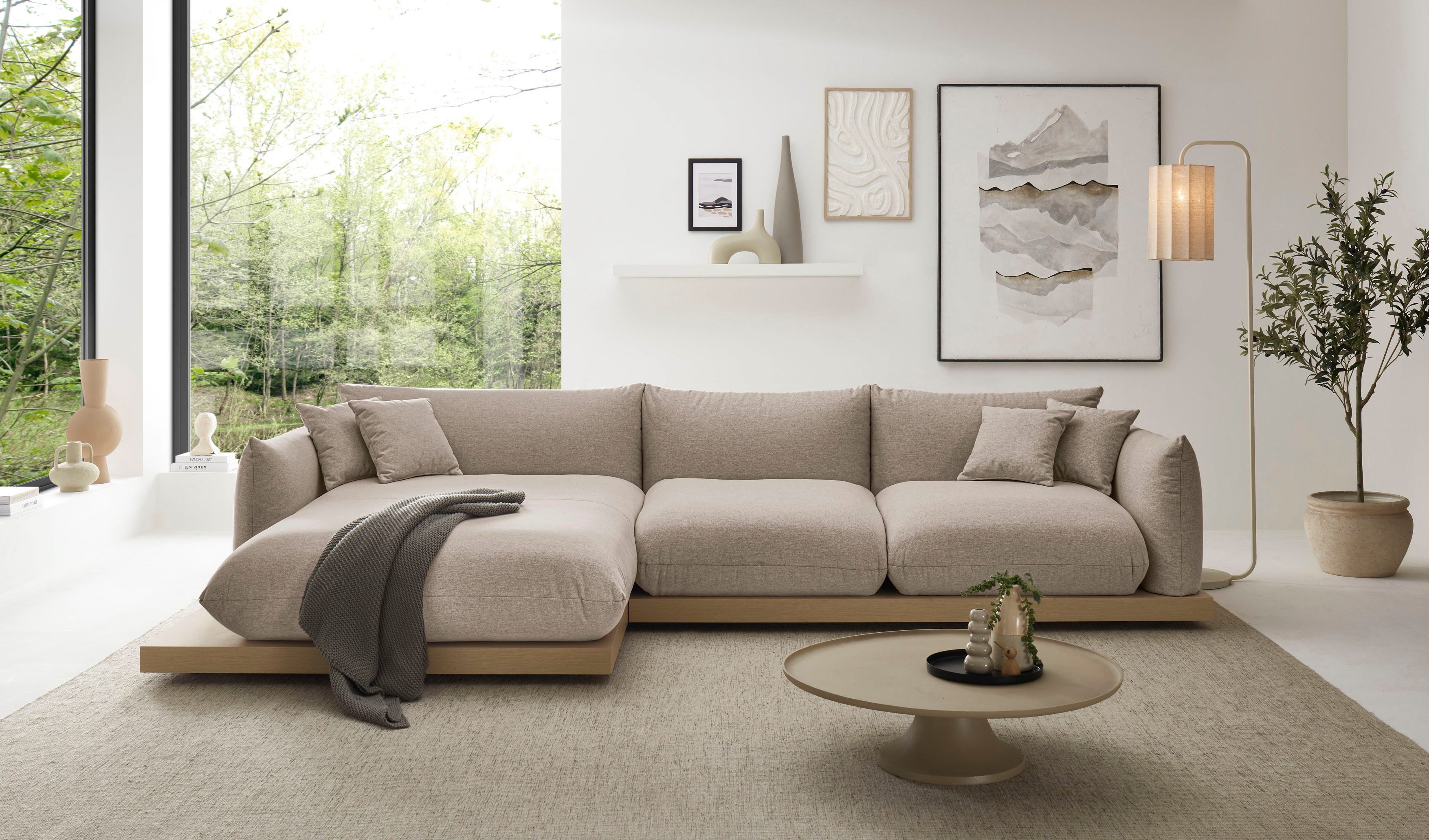 OTTO home Ecksofa Kalix L-Form, 323 cm - OTTO. Verlässliche Qualität., Designsofa, auf Holzplateau, Strukturstoff, hoher Sitzkomfort
