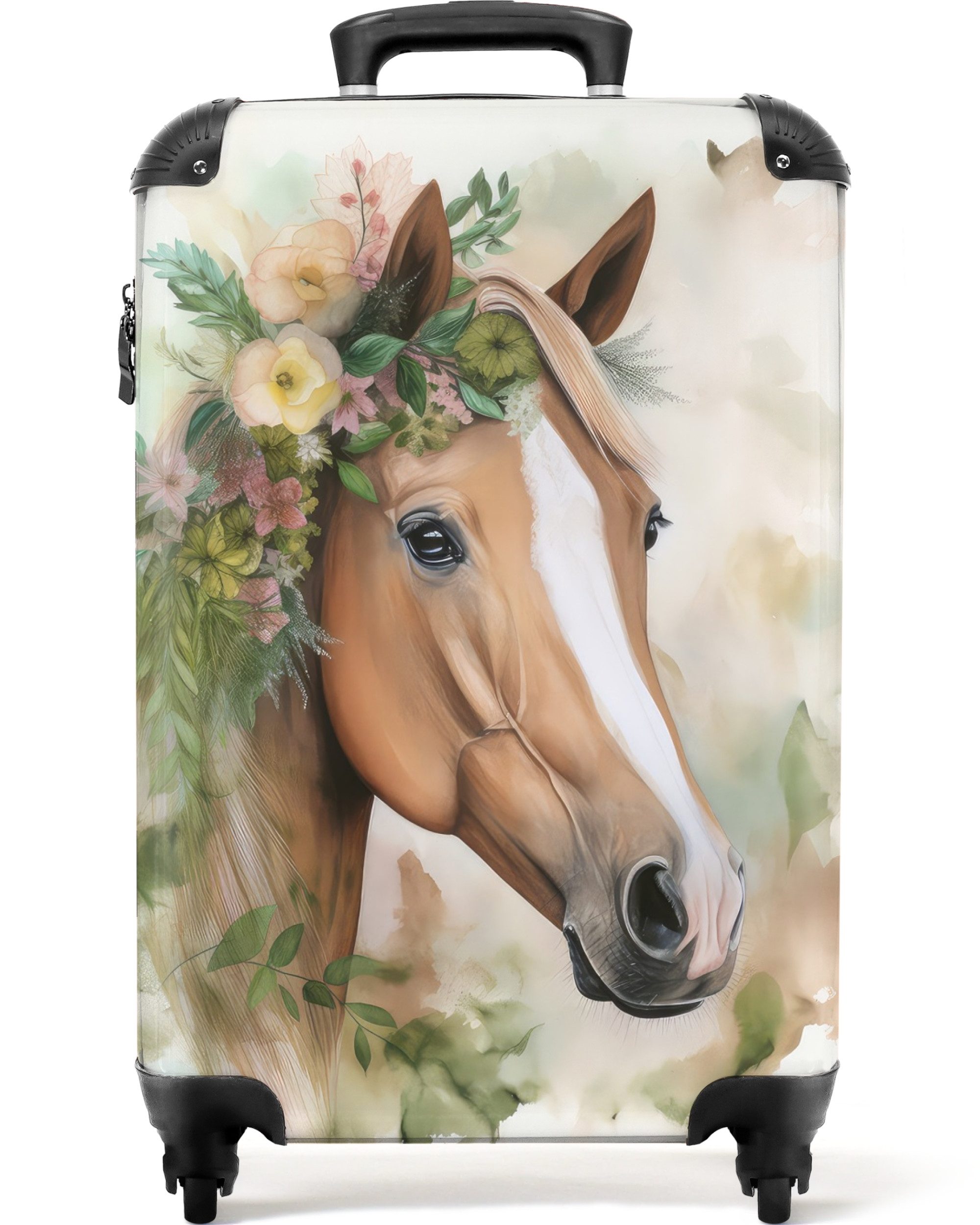 Hartschalen-Trolley Pferd - Blumen - Natur - Aquarell - Tiere 55x35x20cm