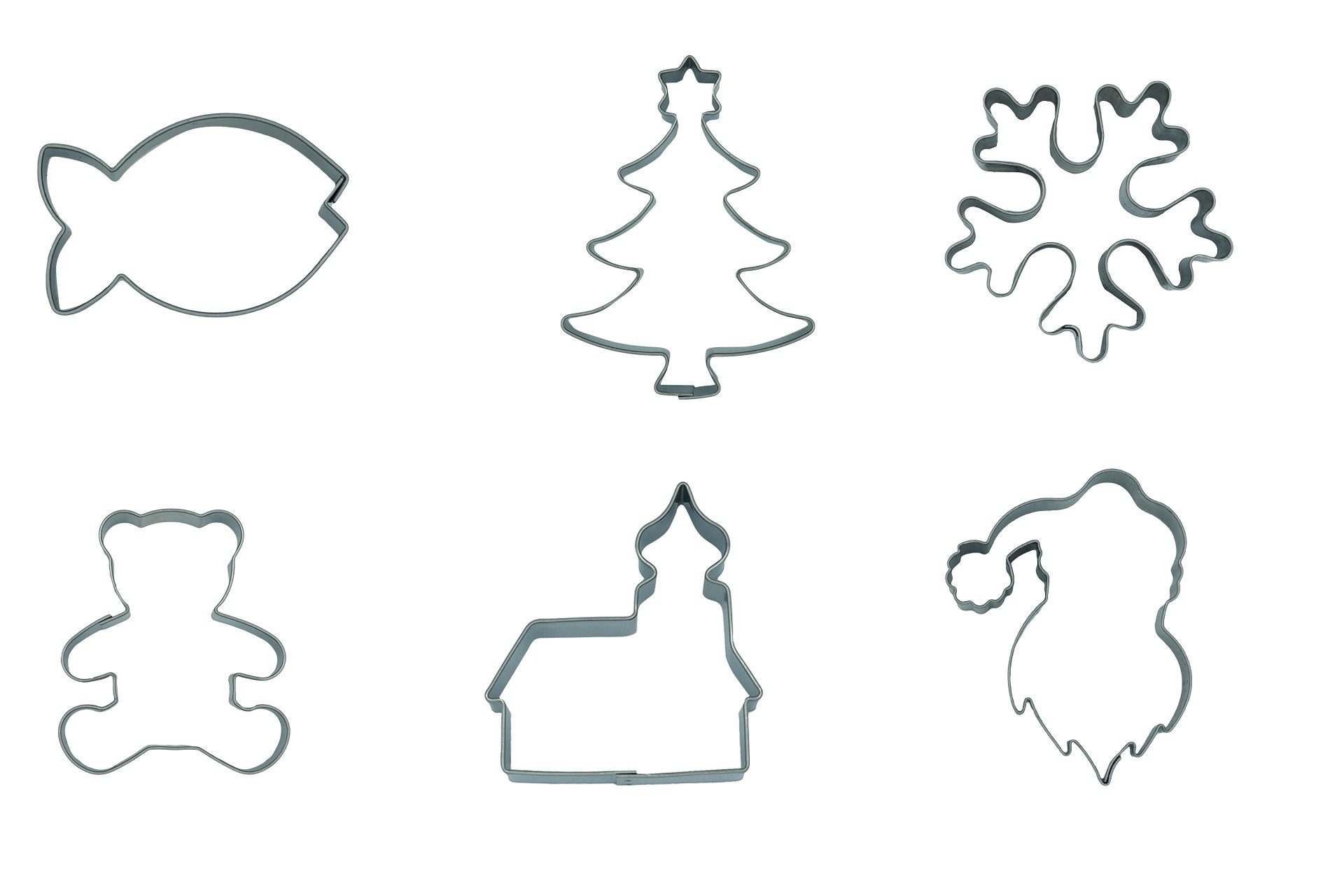 Kaladia Ausstechform 6er Keksformen Set - Weihnachtsabend - festliche Motive, Edelstahl, Verleiht jeder Festtafel eine weihnachtliche Note - Spülmaschine