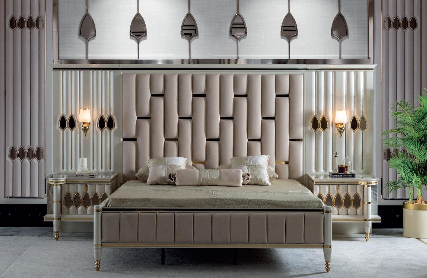 JVmoebel Bett Bett Beige Metall Möbel Elegantes Design Schlafzimmer Möbel  Luxus Neu