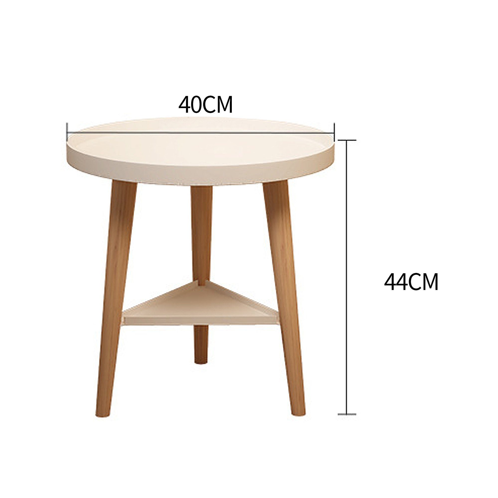 SEHAUSEU Beistelltisch Couchtisch Nachttisch weiß mit 2 Ablagen rund modern