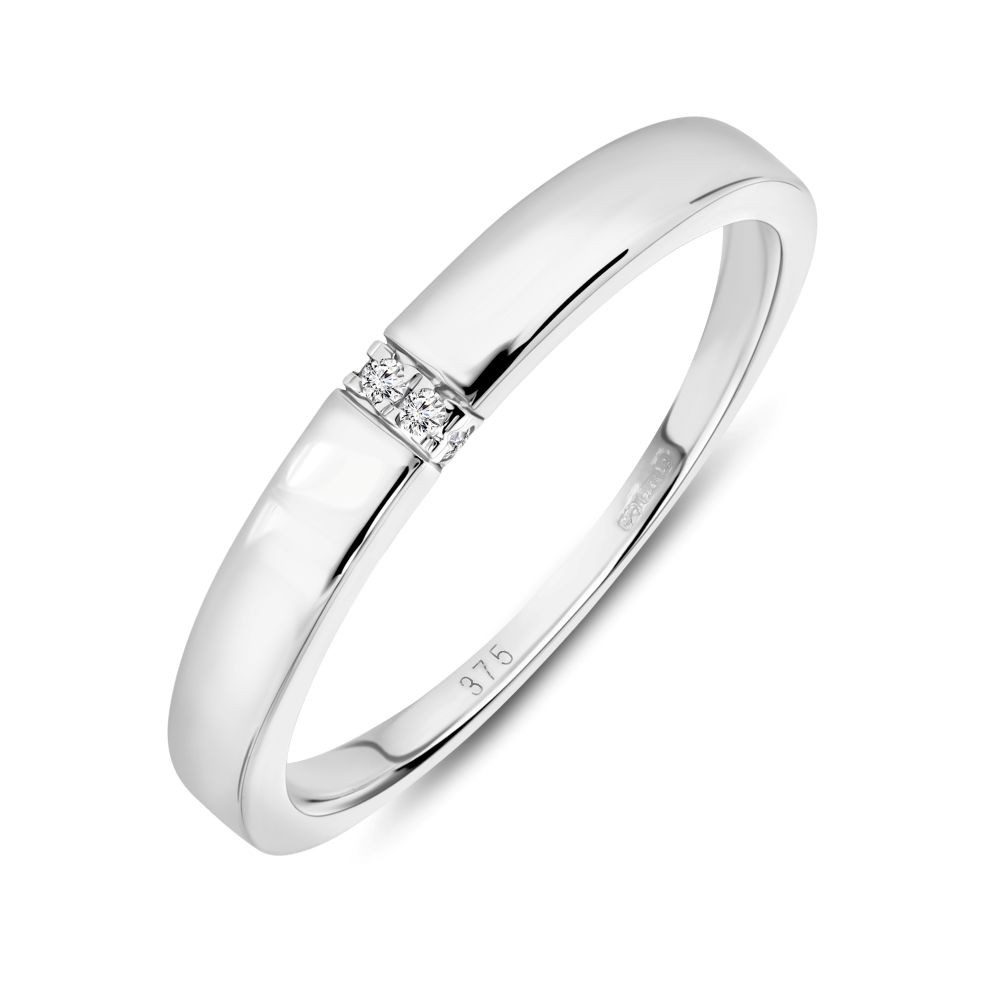 Miore Verlobungsring SA976R - Damen 9 Karat 375 Weißgold mit 0.02 Karat Diamanten, Ringabmessungen Breite 3 mm Höhe 2 mm