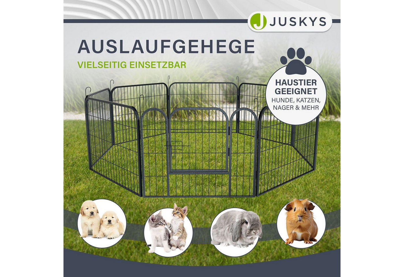Thumbnail - Juskys Freigehege Welpenauslauf, Faltbares Freilaufgehege für Hunde, Kaninchen & Kleintiere