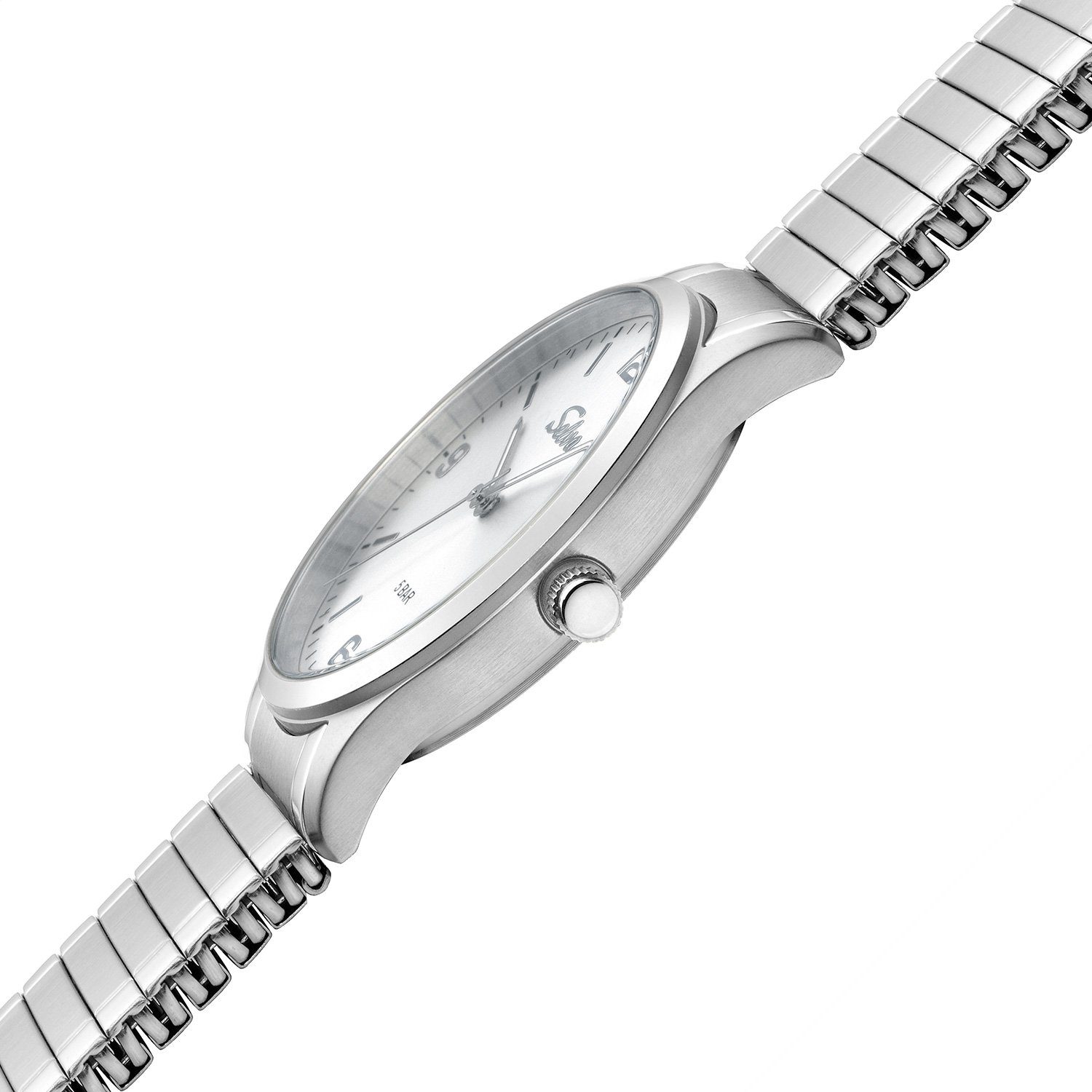 schwarz Quarzuhr mit Zugband, 39mm Silber Selva Quarz-Armbanduhr SELVA Technik Ø Zifferblatt