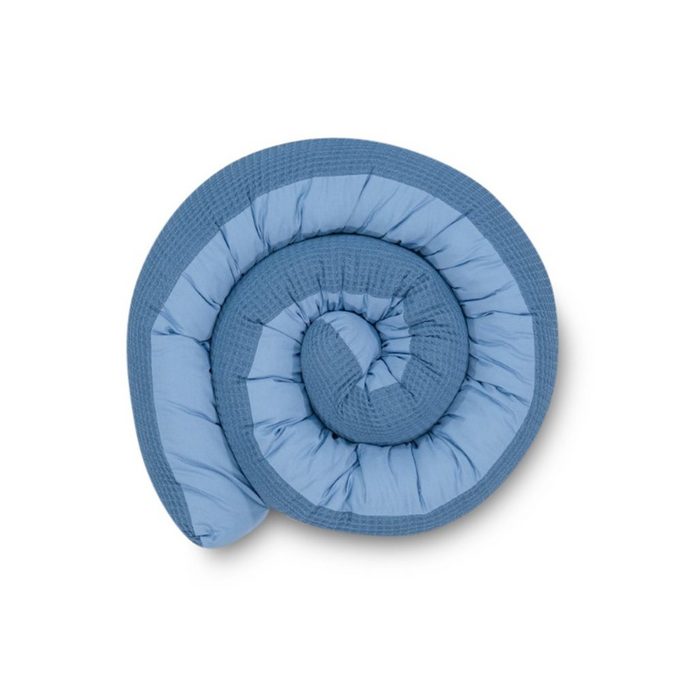 ULLENBOOM ® Nestchenschlange Bettschlange Baby 200 cm Blau ideal als Baby Bettumrandung (Made in EU) Bezug aus 100% Baumwolle als Bettnestchen geeignet
