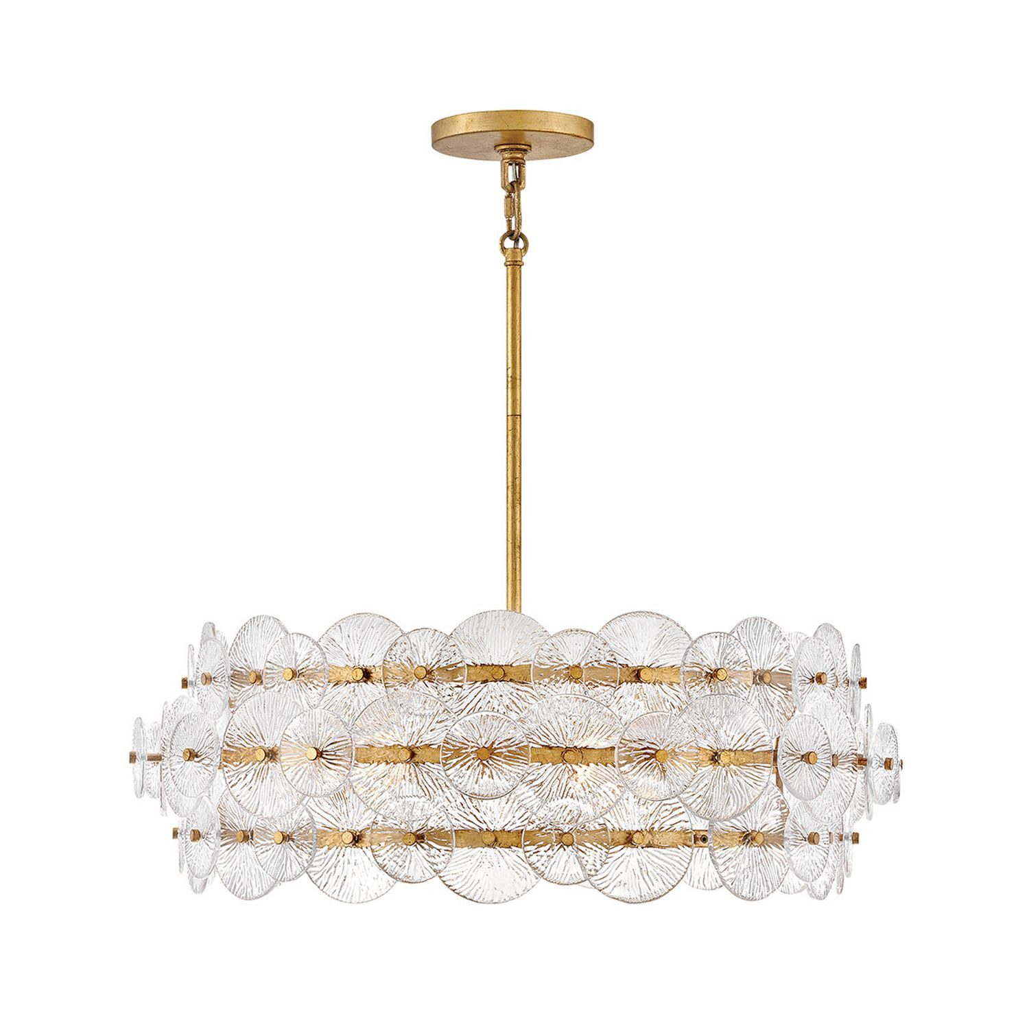 Licht-Erlebnisse Pendelleuchte GORAN, ohne Leuchtmittel, Metall Glas Ø 747 cm rund H: max. 115 cm 6x E27 in Messing Antik