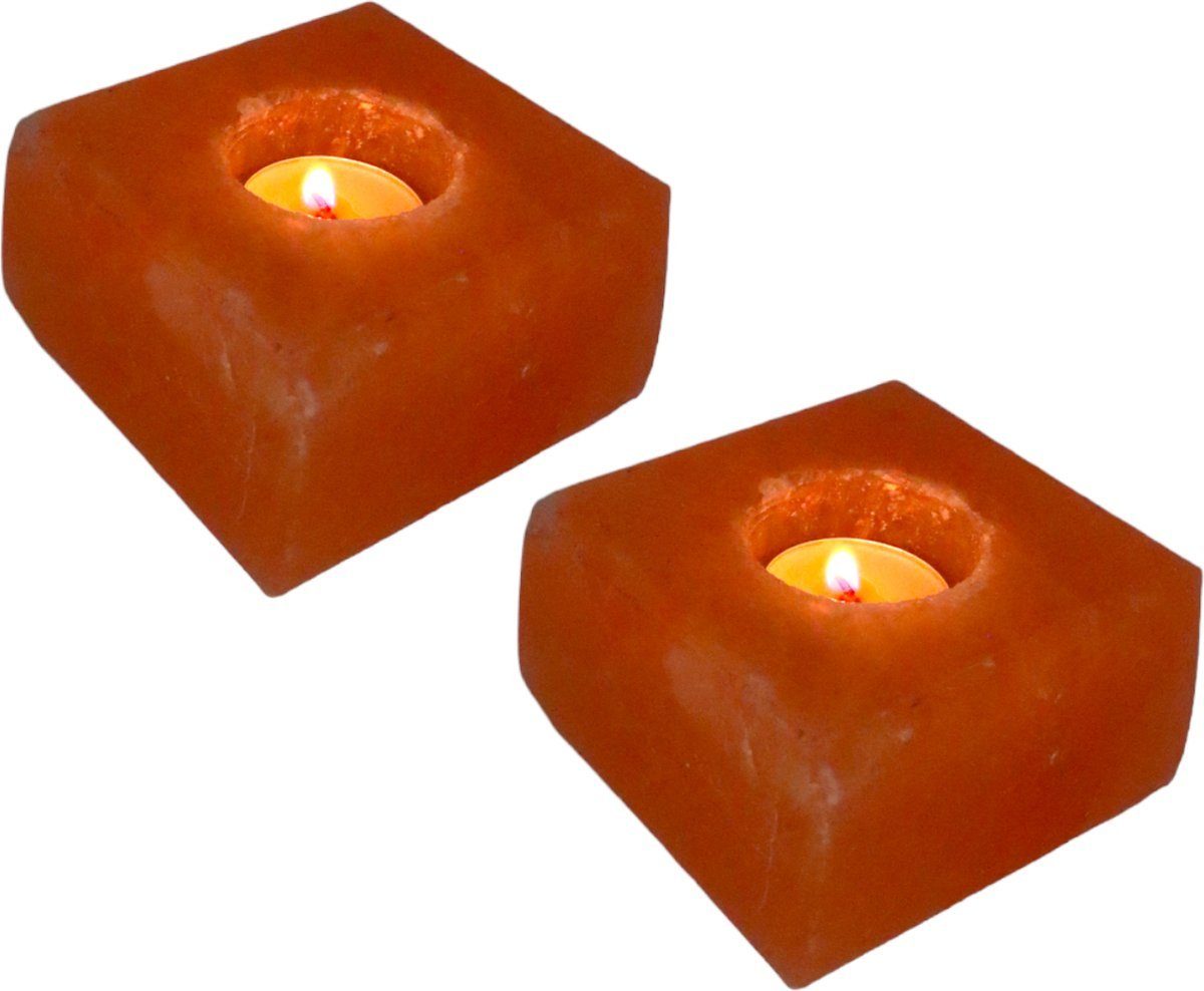 Pinkgold Kerzenhalter HimalayaSalz-Teelicht – Salzlampe Teelicht – Teelichthalter (2 Stück) | Kerzenständer