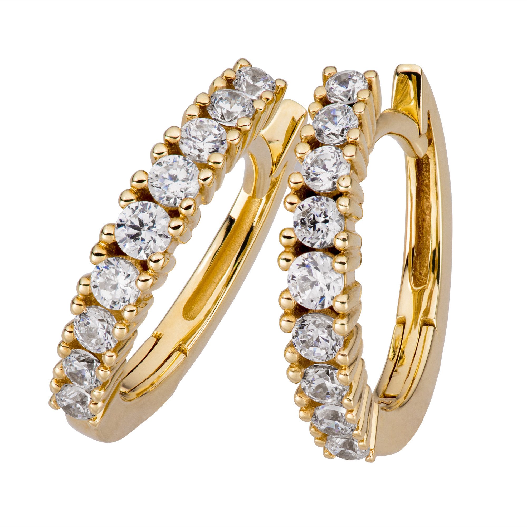 Orolino Paar Creolen Gold 333 mit 18 weißen Zirkonia-Steinen günstig online kaufen