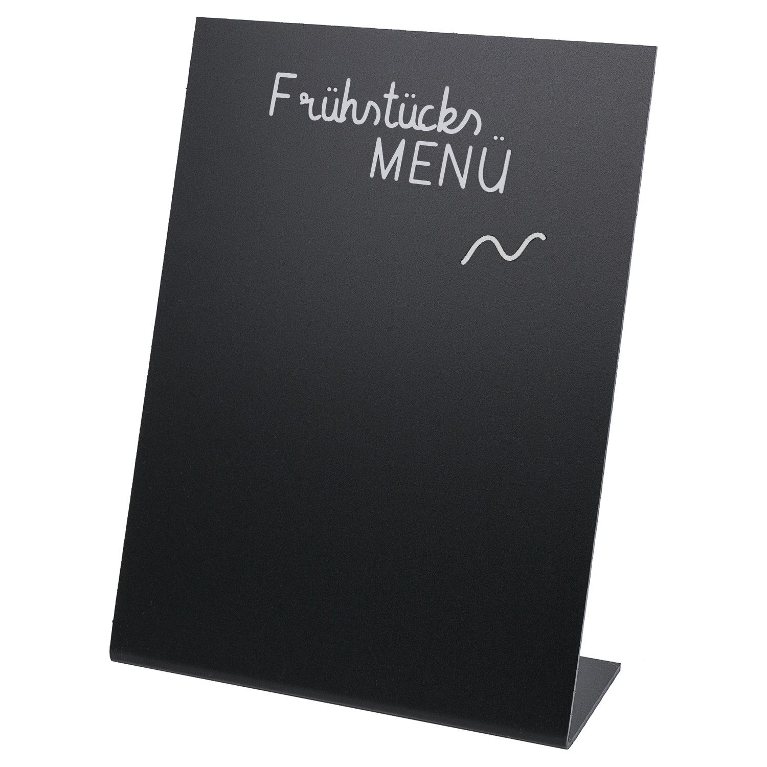 HMF Standtafel Tischaufsteller Kreidetafel, L-Aufsteller, (1-tlg), DIN A5 Hochformat, DIY Deko Kreidetafel, Schwarz