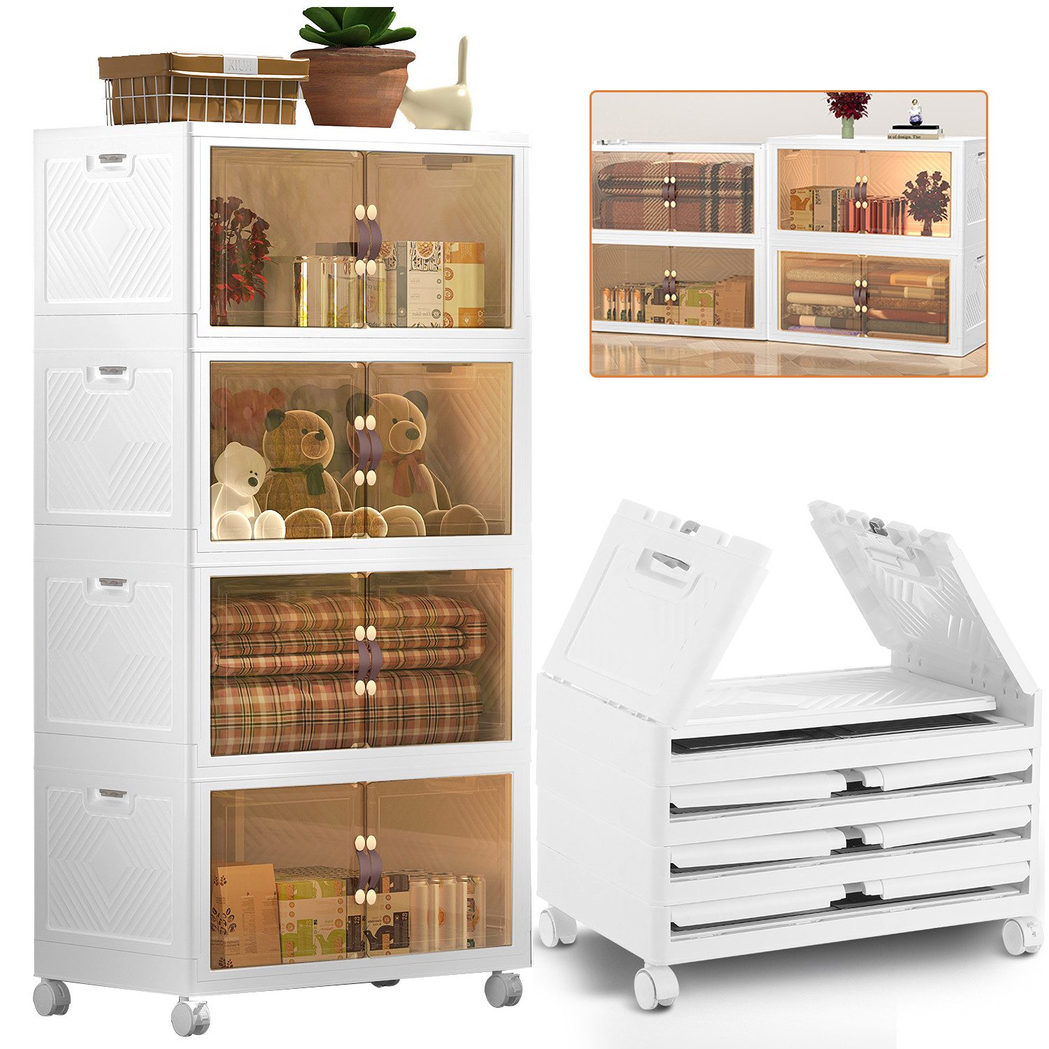 LETGOSPT Aufbewahrungsbox Schmaler Rollcontainer Kunststoff Schrank günstig online kaufen