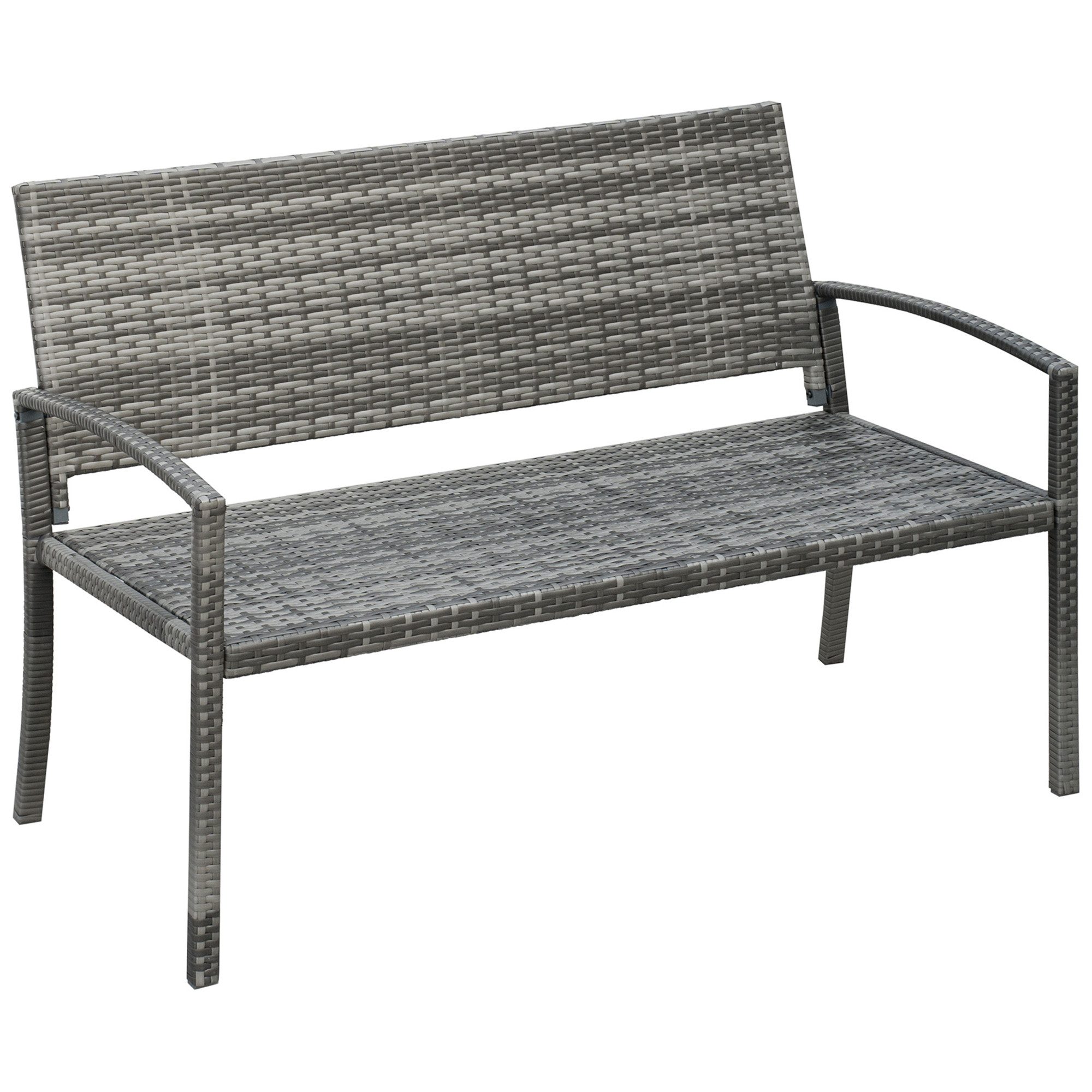 MC Star Gartenbank Rattanoptik Parkbank mit Stahlrahmen für 2 Personen Balkonbank (bis 320 kg belastbar Grau Gartenmöbel)