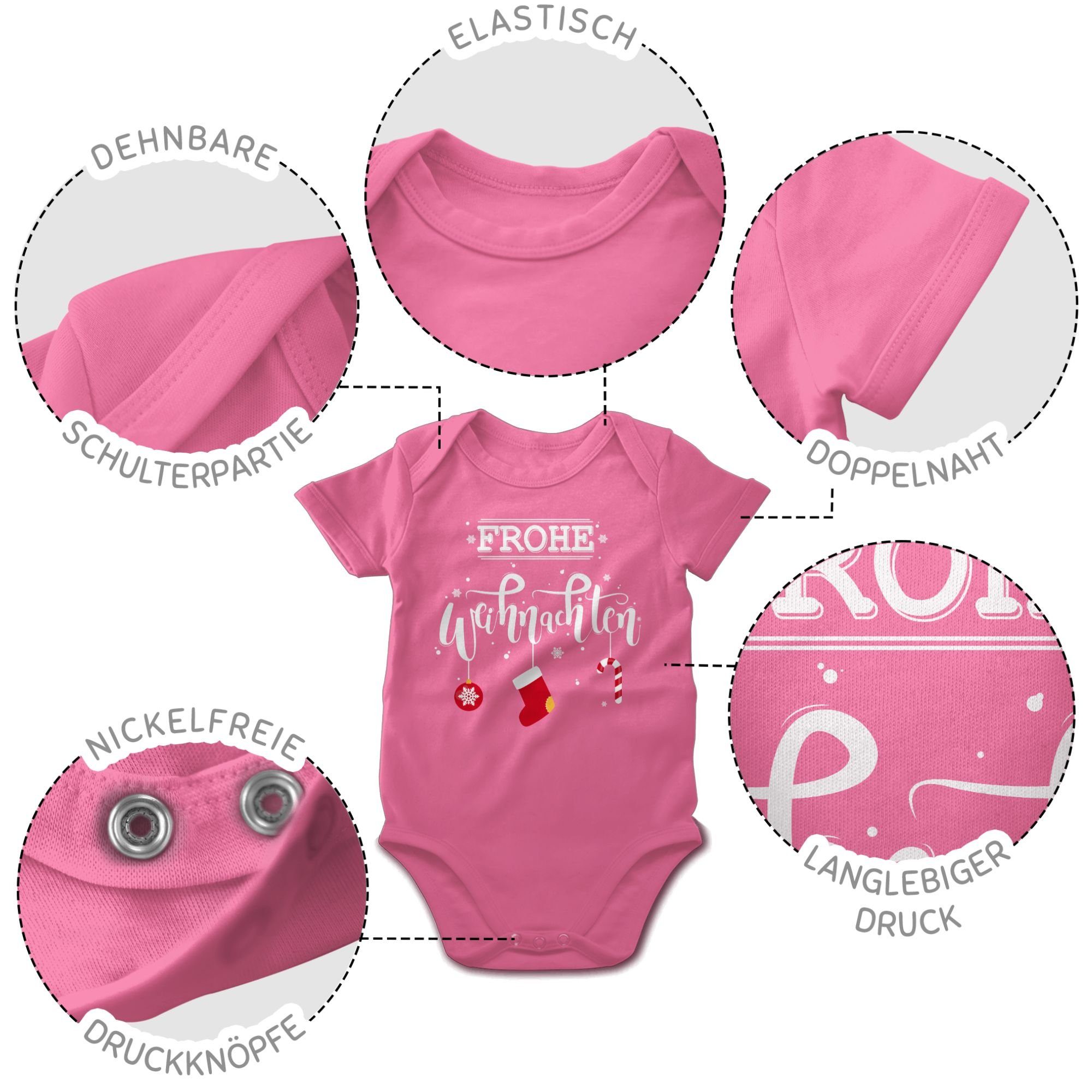 Shirtracer Shirtbody Frohe Weihnachten Weihnachten 4 Baby Pink Kleidung