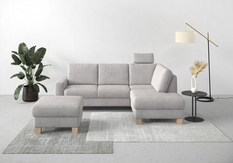 Home affaire Ecksofa Summer, mit Ottomane, wahlweise mit Bettfunktion und  Bettkasten, Cord-Bezug