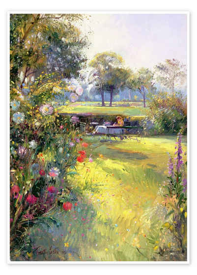 Posterlounge Poster Timothy Easton, Lesen im Garten, Landhausstil Malerei