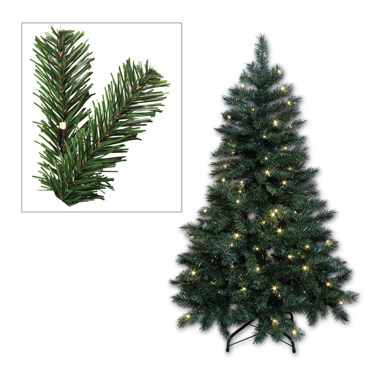 STAR TRADING Künstlicher Weihnachtsbaum LED Weihnachtsbaum grün 210cm, 260 warmweiß LEDs