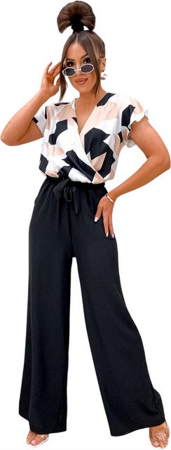 EloModa Jumpsuit Damen Jumpsuit mit Wickeloberteil Overall luxuriöse Look ( günstig online kaufen