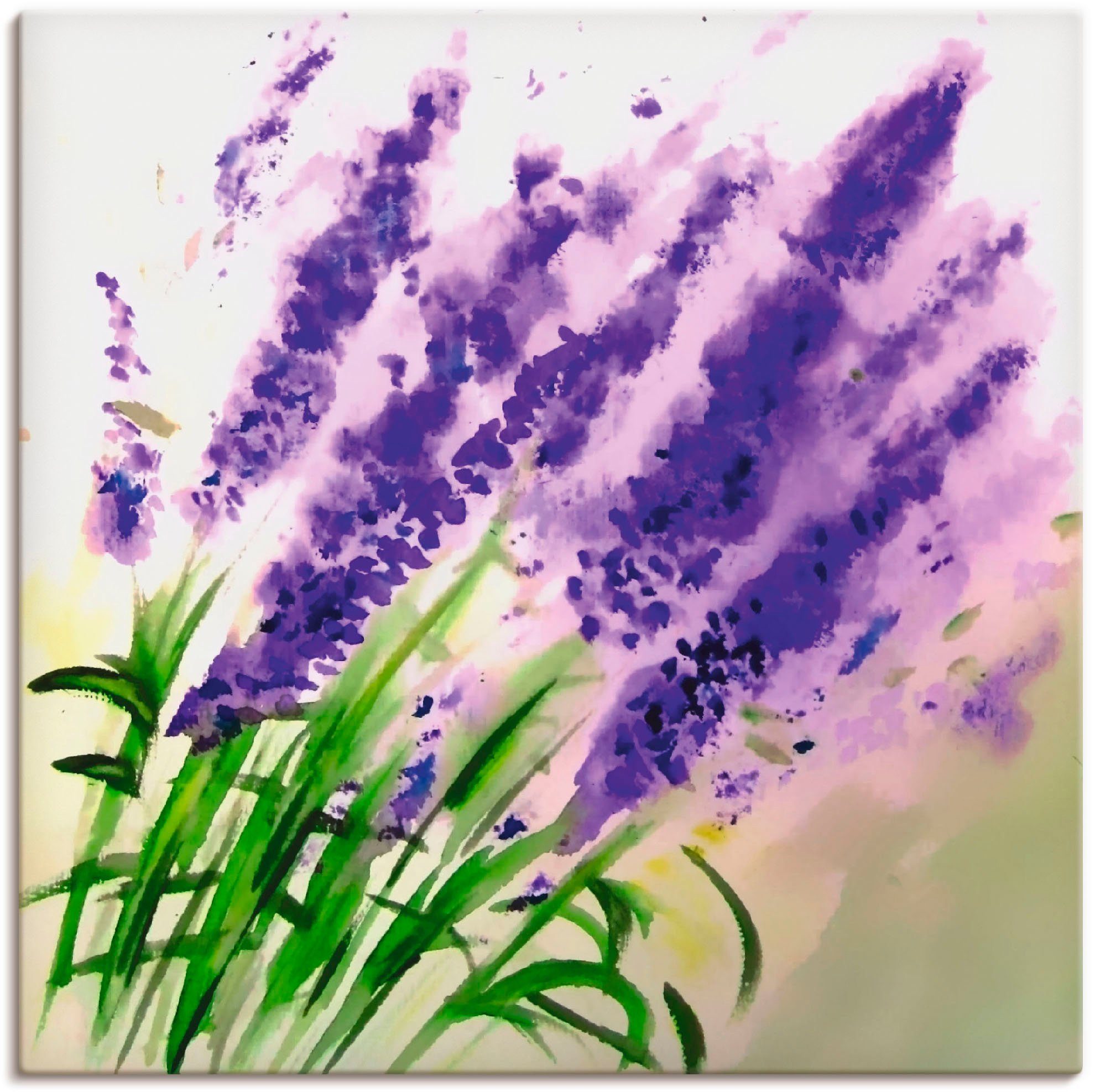 Artland Leinwandbild Lavendel-aquarell, Blumen (1 St), auf Holzrahmen gespannt