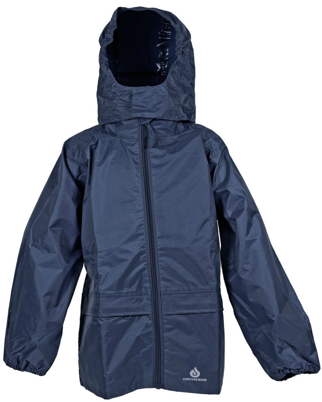 DRY KIDS Regenjacke (1-St) Wasserdichte Jacke für Kinder verschweißte Nähte  Größe 134 - 140 reflektierende Regenbekleidung Royal-Blau