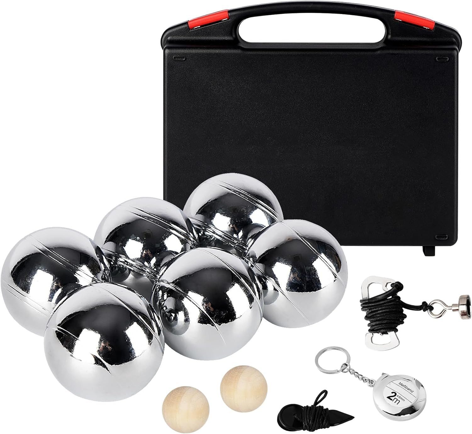 lindahandel Spielball Boule Set 6/8 Metallkugeln – Petanque mit Hartschalenkoffer & Tasche, Outdoor Gartenspiel für Erwachsene&Familie – ideal für Camping&Strand