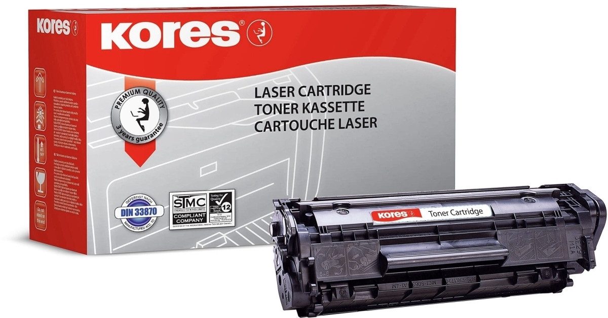 KORES Tonerpatrone Tonerkartusche kompatibel mit HP Q2612X ca. 4000 Seiten schwarz