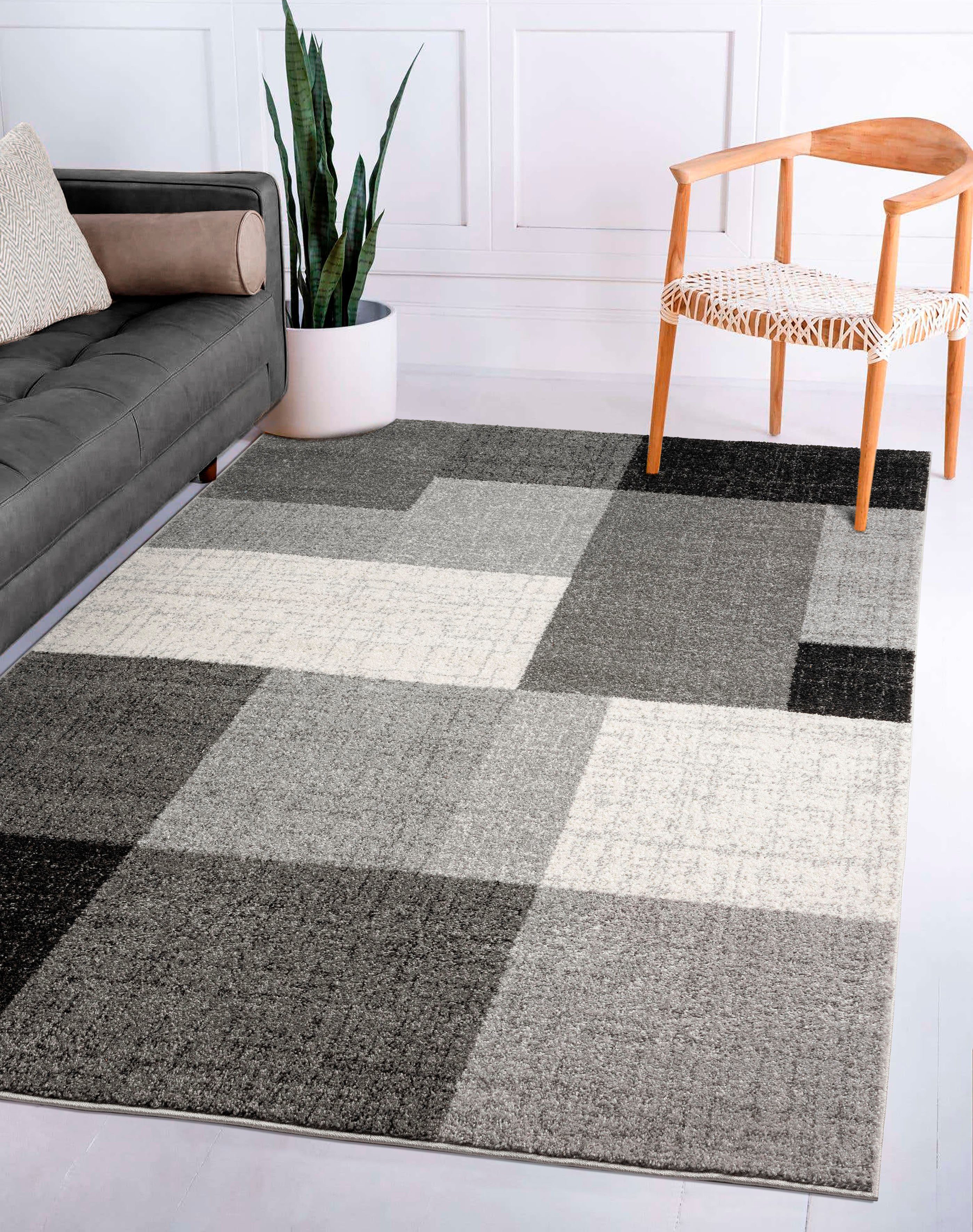 merinos Teppich Thales 6101, rechteckig, Höhe: 10 mm, Kurzflorteppich mit Konturenschnitt, Wohnzimmer
