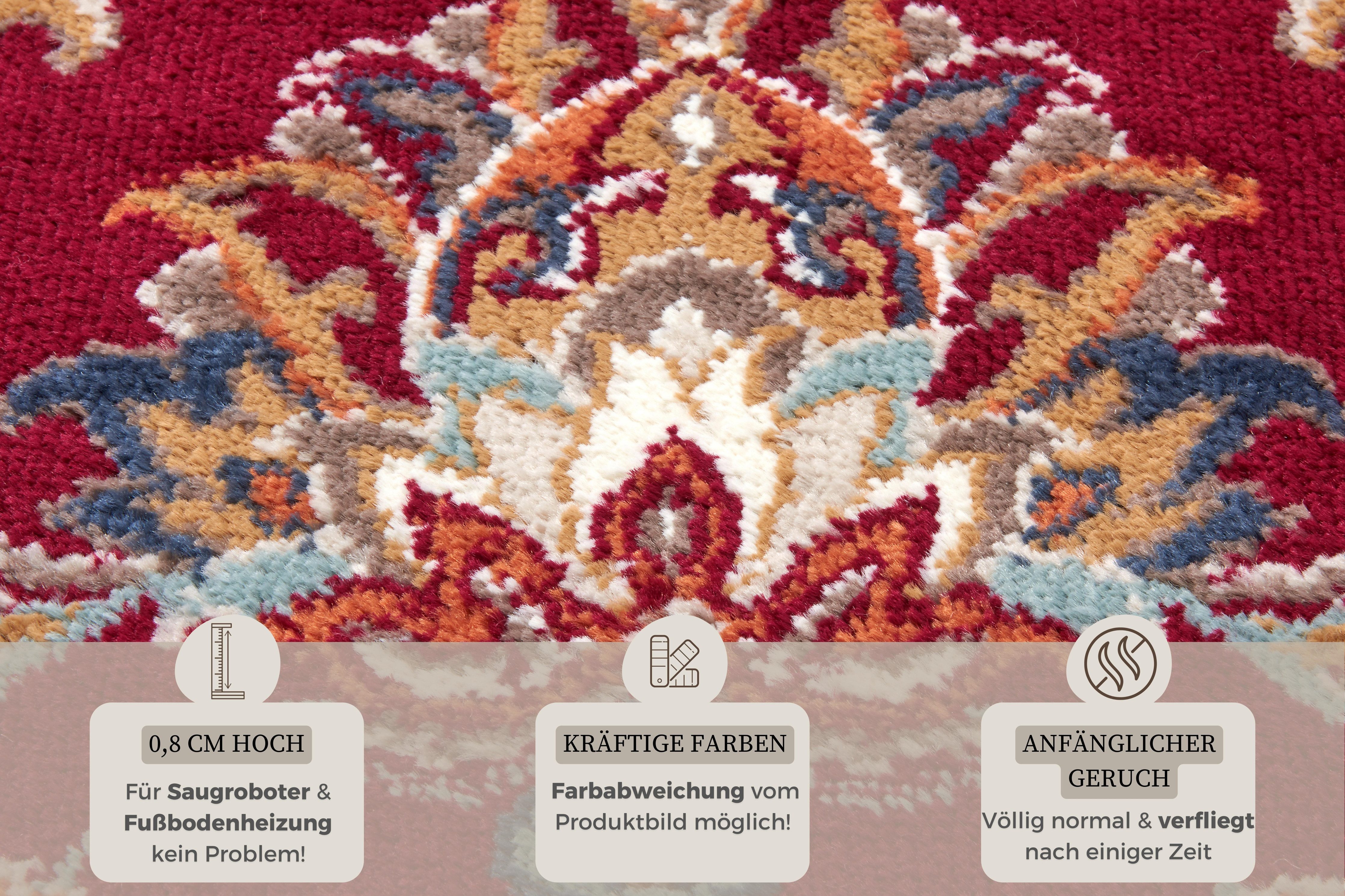 HANSE Home Teppich Caracci, rechteckig, Höhe: 8 mm, Läufer, Orientalisch, Kurzflor, Wohnzimmer, Schlafzimmer, Esszimmer
