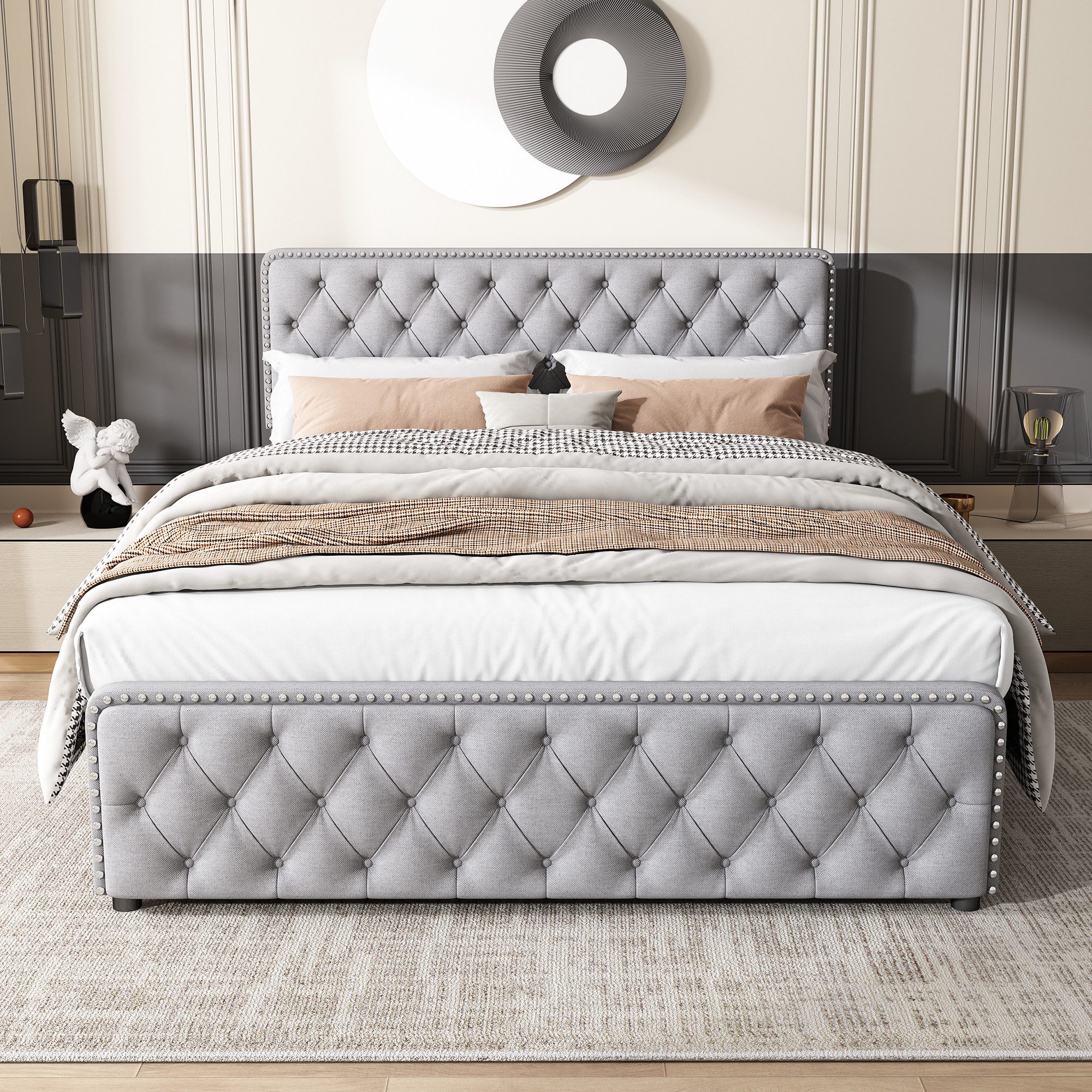 REDOM Polsterbett Doppelbett (Höhenverstellbares Kopfteil), 180 günstig online kaufen