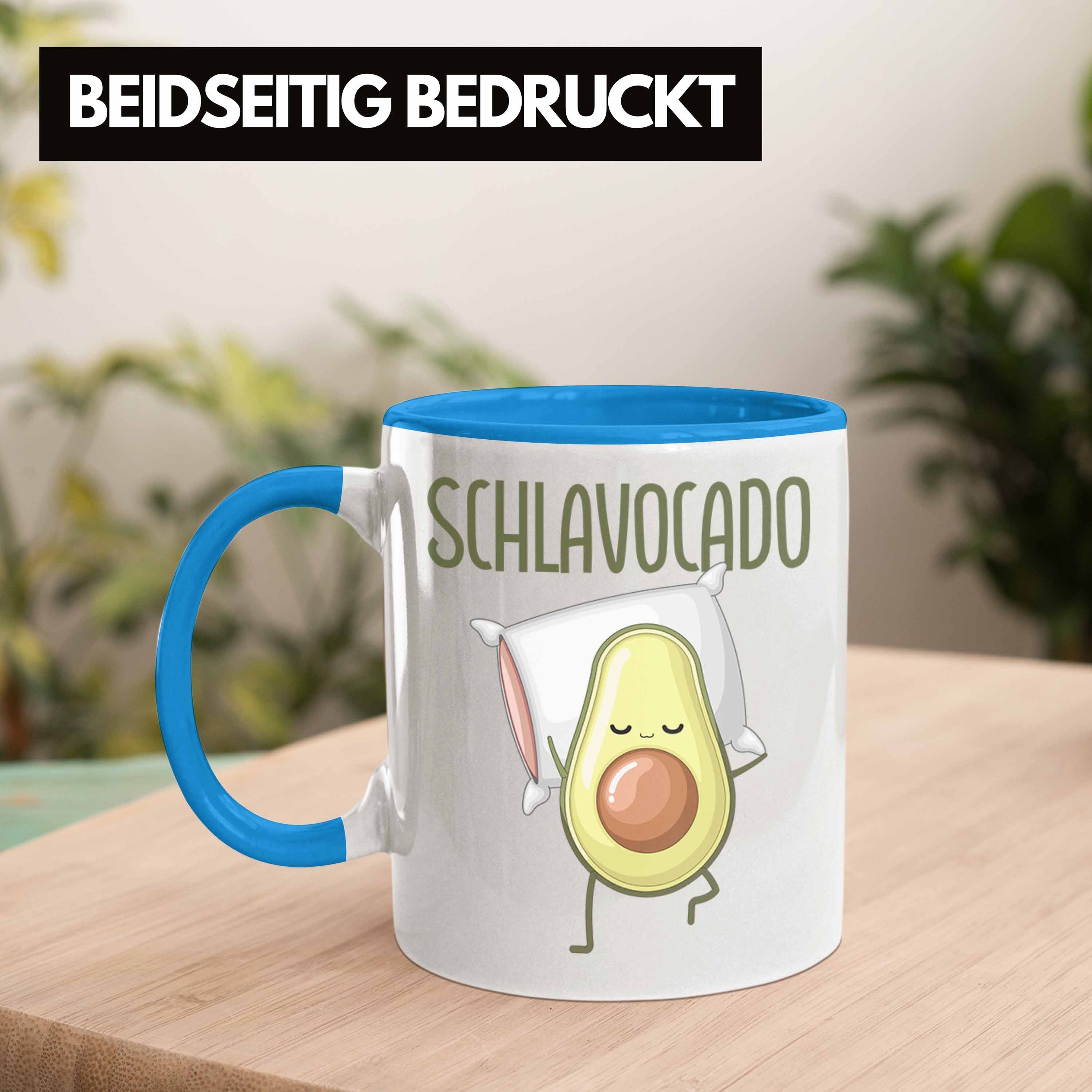 Tasse Geschenk Trendation Tasse Avocado-Motiv Mittagsschlaf-Liebhaber Blau Lustige Nap