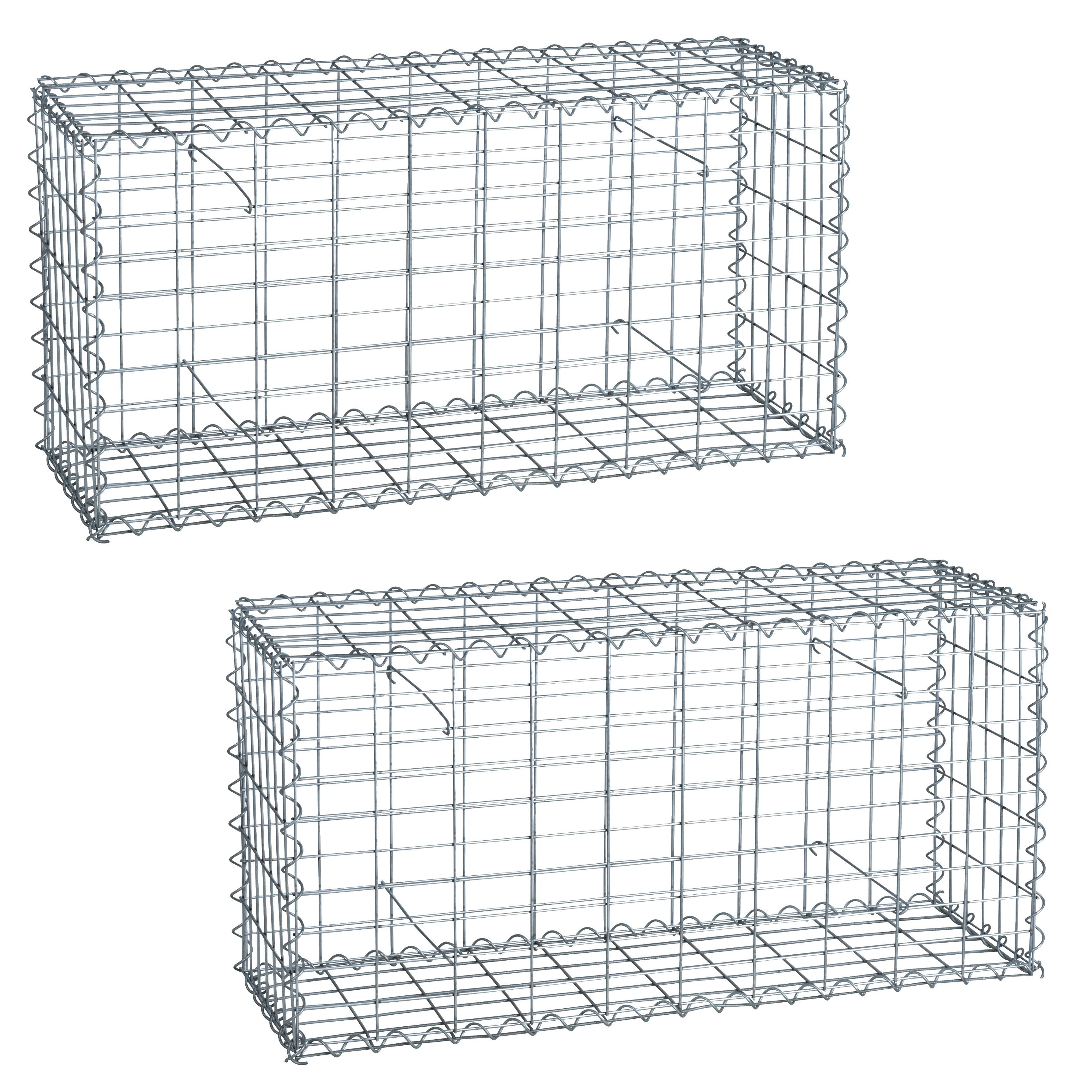 ESTEXO Gabionenzaun Gabionen 100x50x30 cm 2er Set Stein Korb Gitter Metall Wand Draht Si